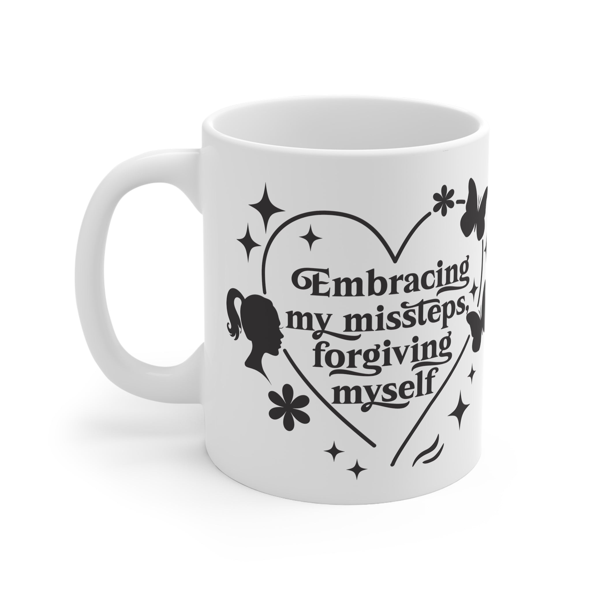 White Mug Ceramic: Embracing My Missteps, Forgiving Myself/ Inspirational Coffee & Tea