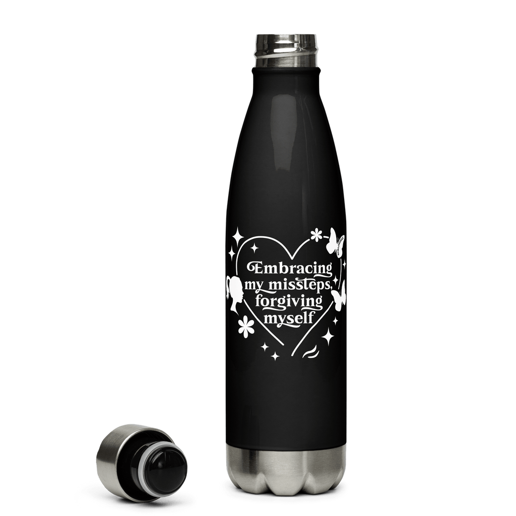 Black Water Bottle With Inspirational Quote/Stainless Steel - SublimeElle Self - Love
