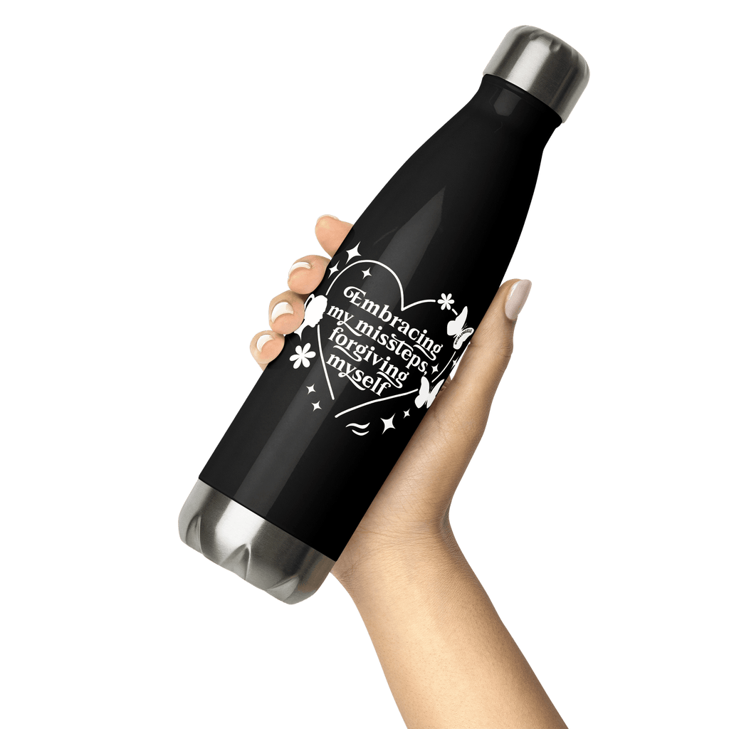 Black Water Bottle With Inspirational Quote/Stainless Steel - SublimeElle Self - Love