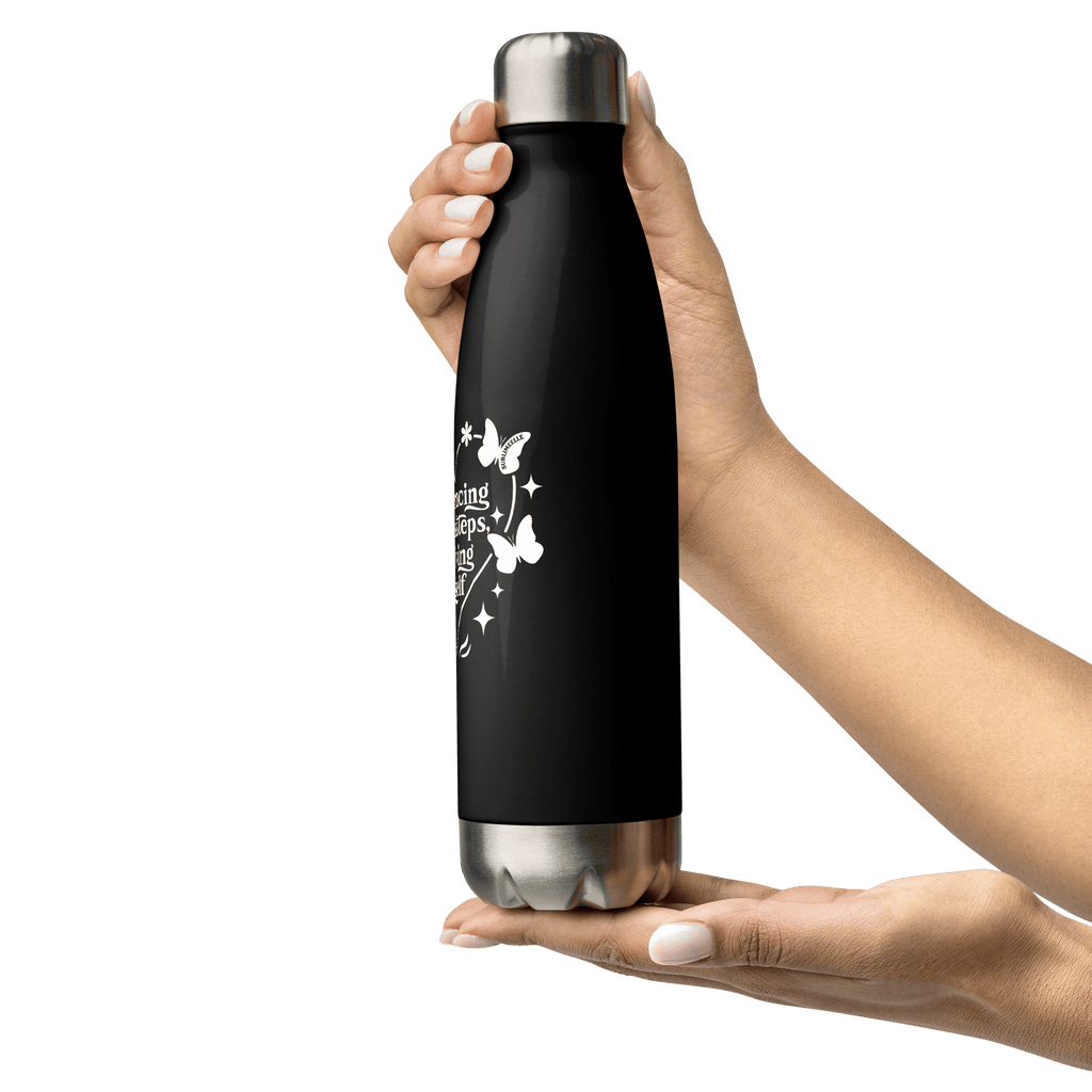 Black Water Bottle With Inspirational Quote/Stainless Steel - SublimeElle Self - Love
