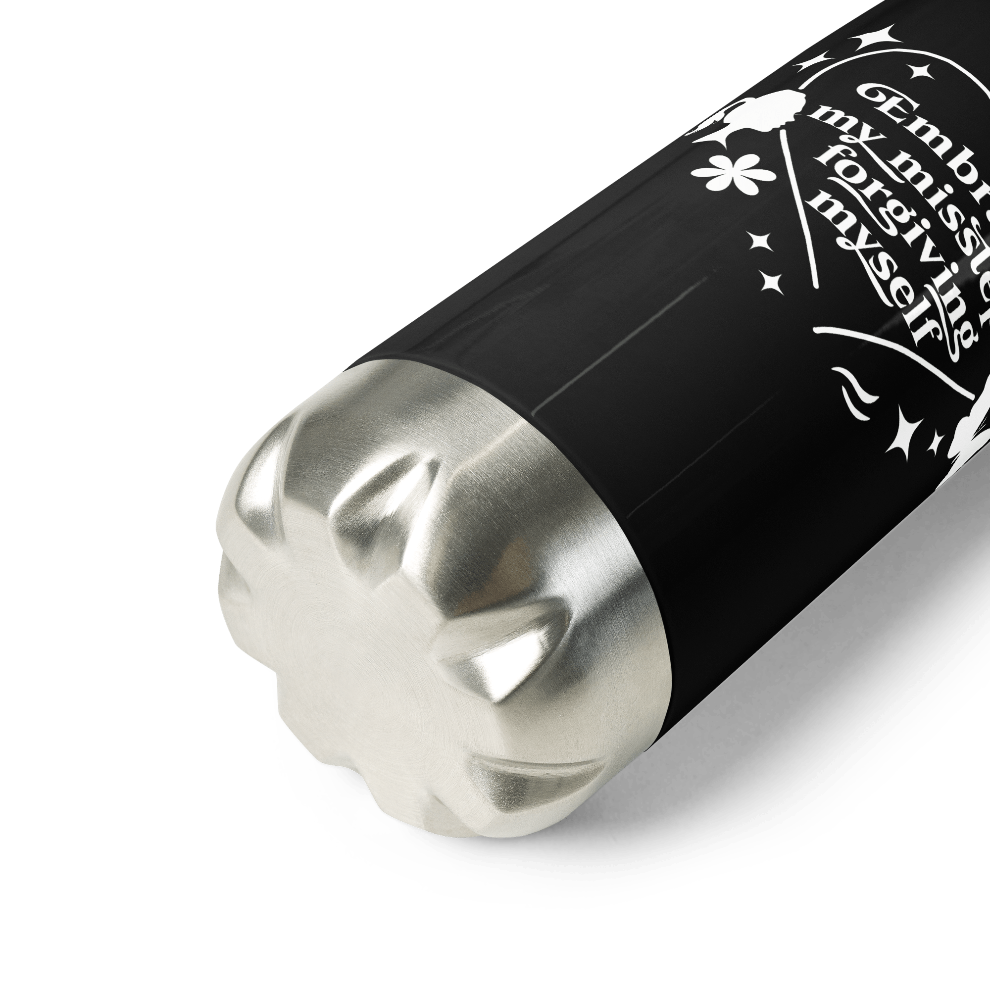 Black Water Bottle With Inspirational Quote/Stainless Steel - SublimeElle Self - Love