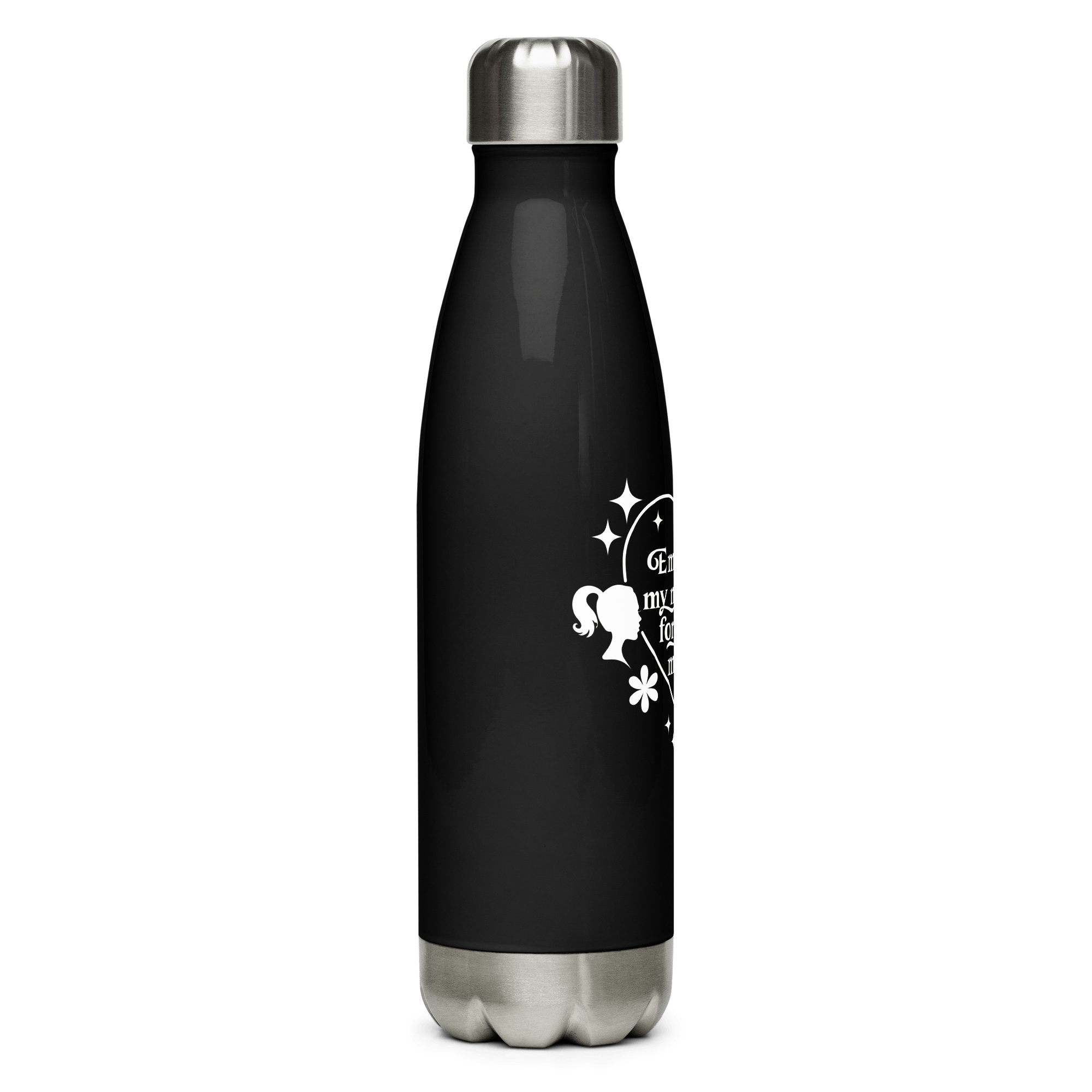 Black Water Bottle With Inspirational Quote/Stainless Steel - SublimeElle Self - Love