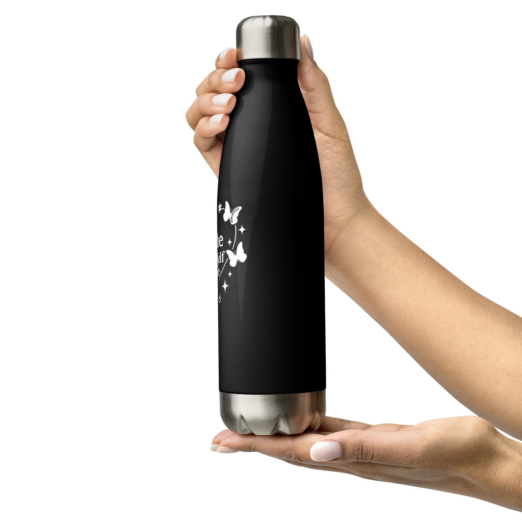 Black Water Bottle with Self - love Quote/Stainless Steel - SublimeElle Self - Love