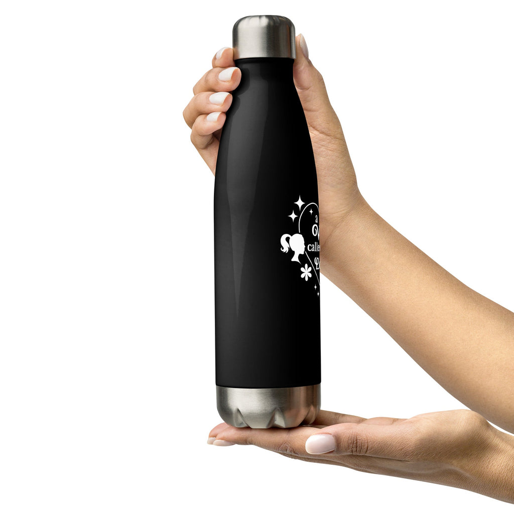 Black Water Bottle with Self - love Quote/Stainless Steel - SublimeElle Self - Love