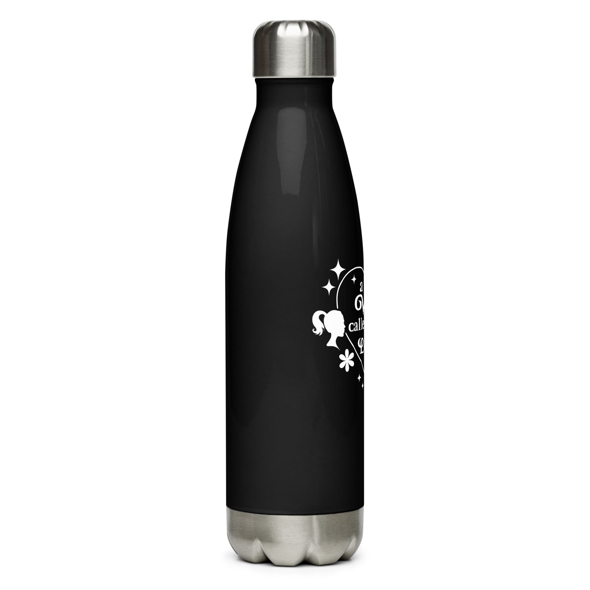 Black Water Bottle with Self - love Quote/Stainless Steel - SublimeElle Self - Love