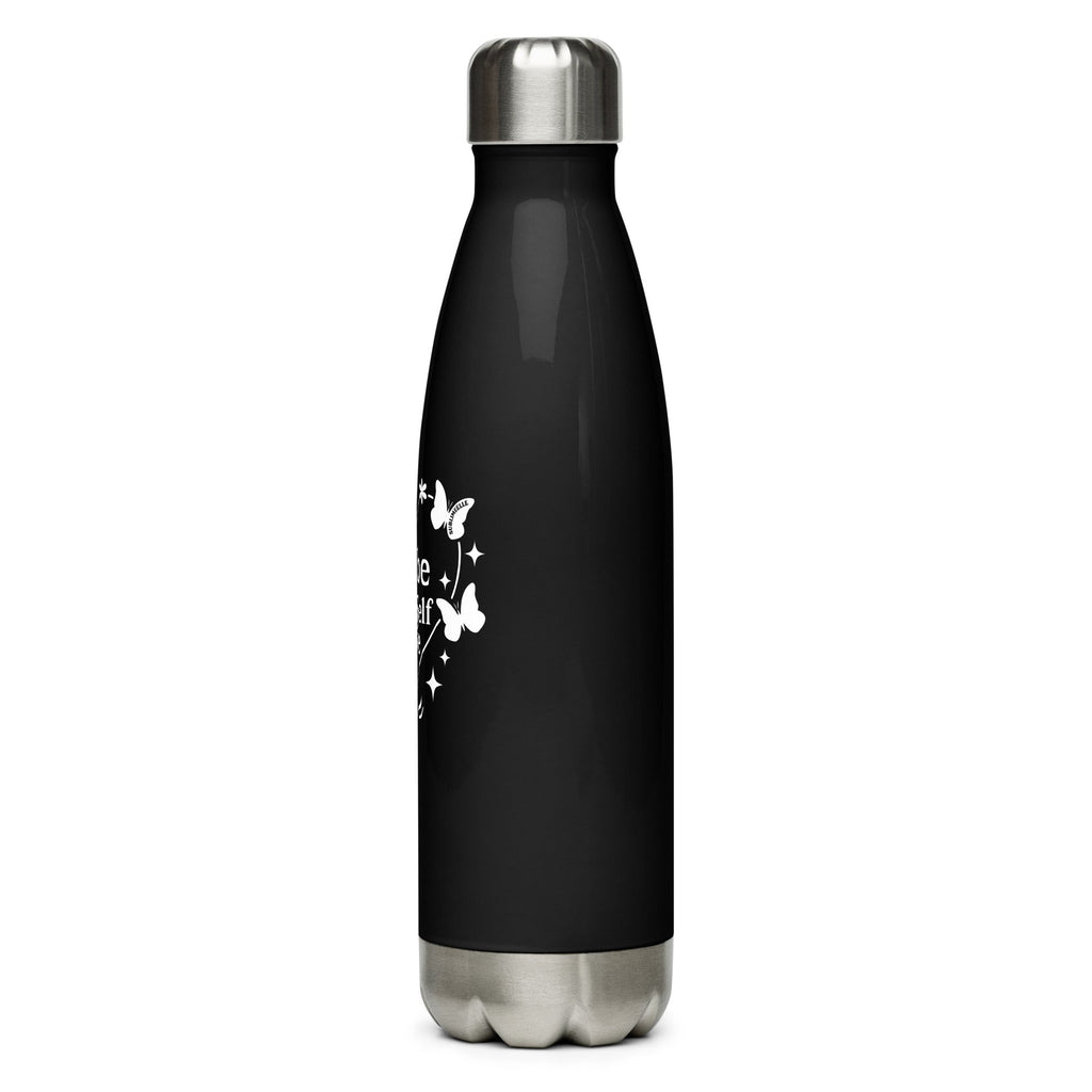 Black Water Bottle with Self - love Quote/Stainless Steel - SublimeElle Self - Love