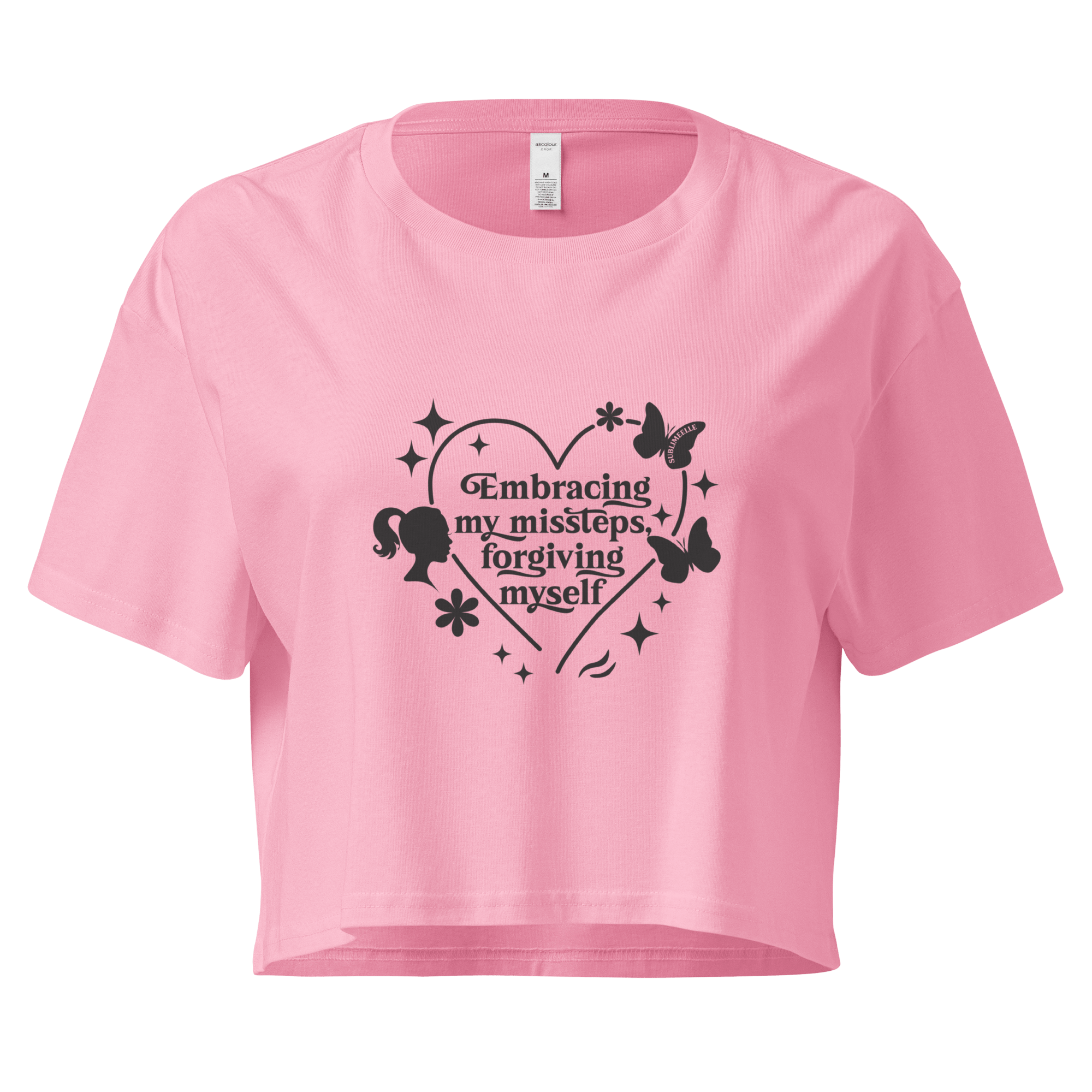Pink Crop Top | Embracing Imperfection & Growth - Bubble Gum Pink - SublimeElle Self - Love