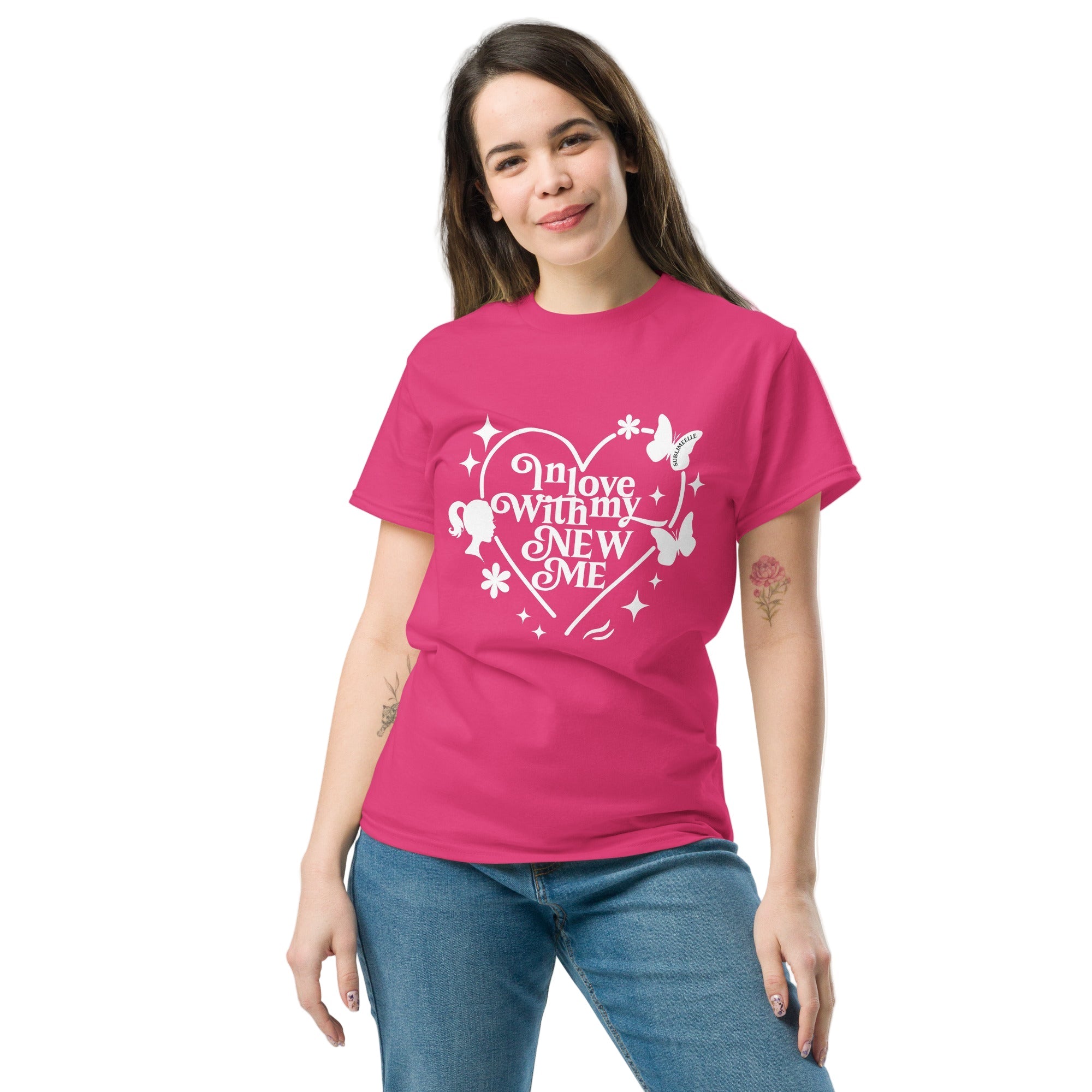 Pink T-Shirt – In Love With My New Me Design - SublimeElle Self - Love
