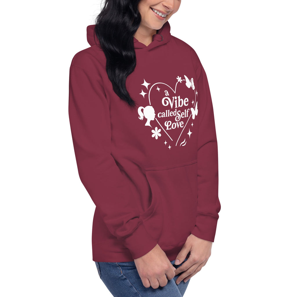 Red Hoodie | A Vibe Called Self - Love | Cosy Empowerment Women's Hoodie - SublimeElle Self - Love