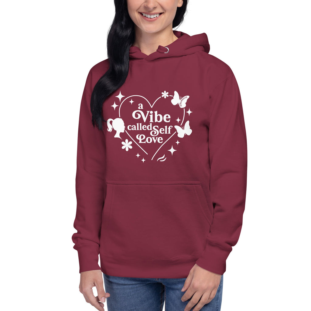 Red Hoodie | A Vibe Called Self - Love | Cosy Empowerment Women's Hoodie - SublimeElle Self - Love