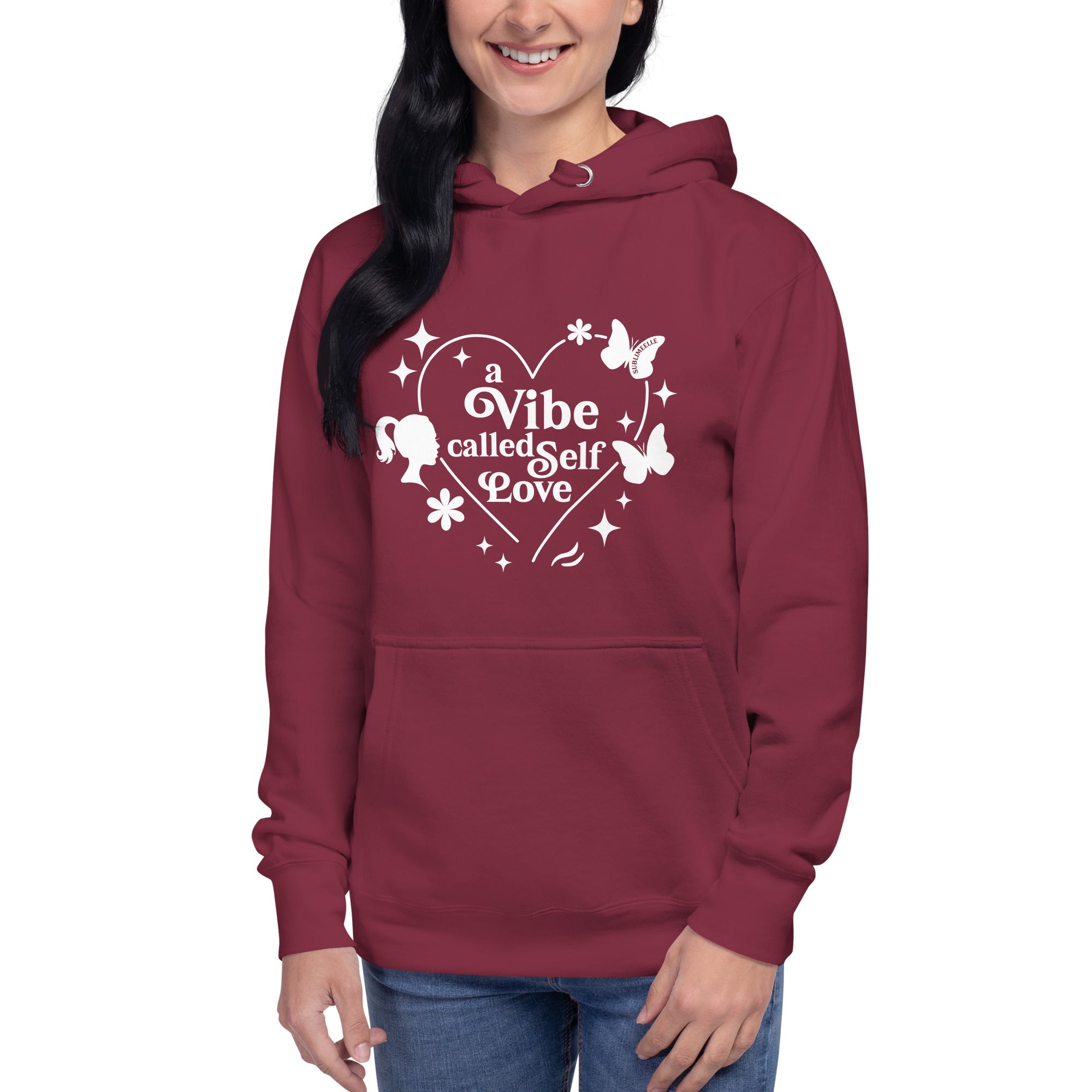 Red Hoodie | A Vibe Called Self - Love | Cosy Empowerment Women's Hoodie - SublimeElle Self - Love