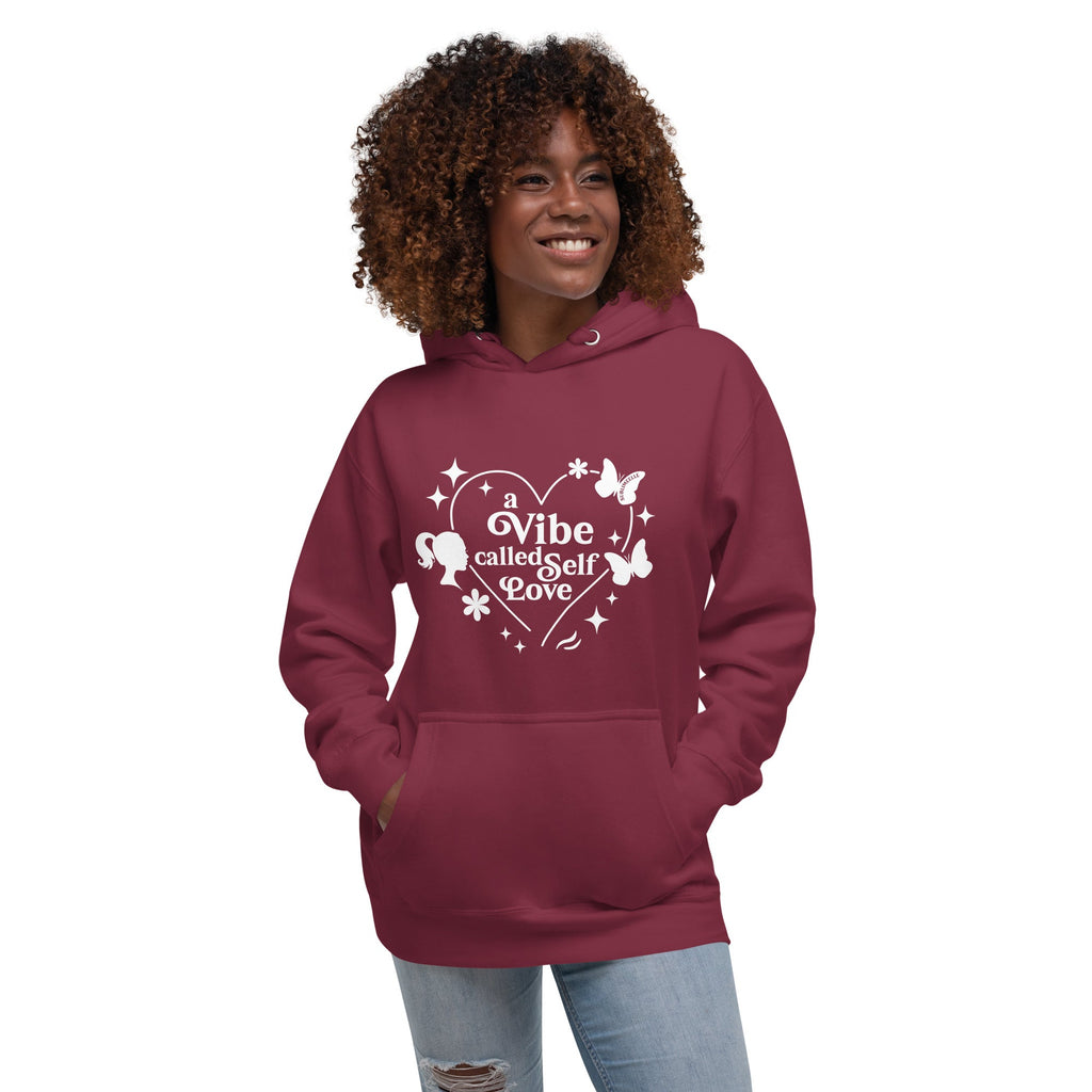 Red Hoodie | A Vibe Called Self - Love | Cosy Empowerment Women's Hoodie - SublimeElle Self - Love