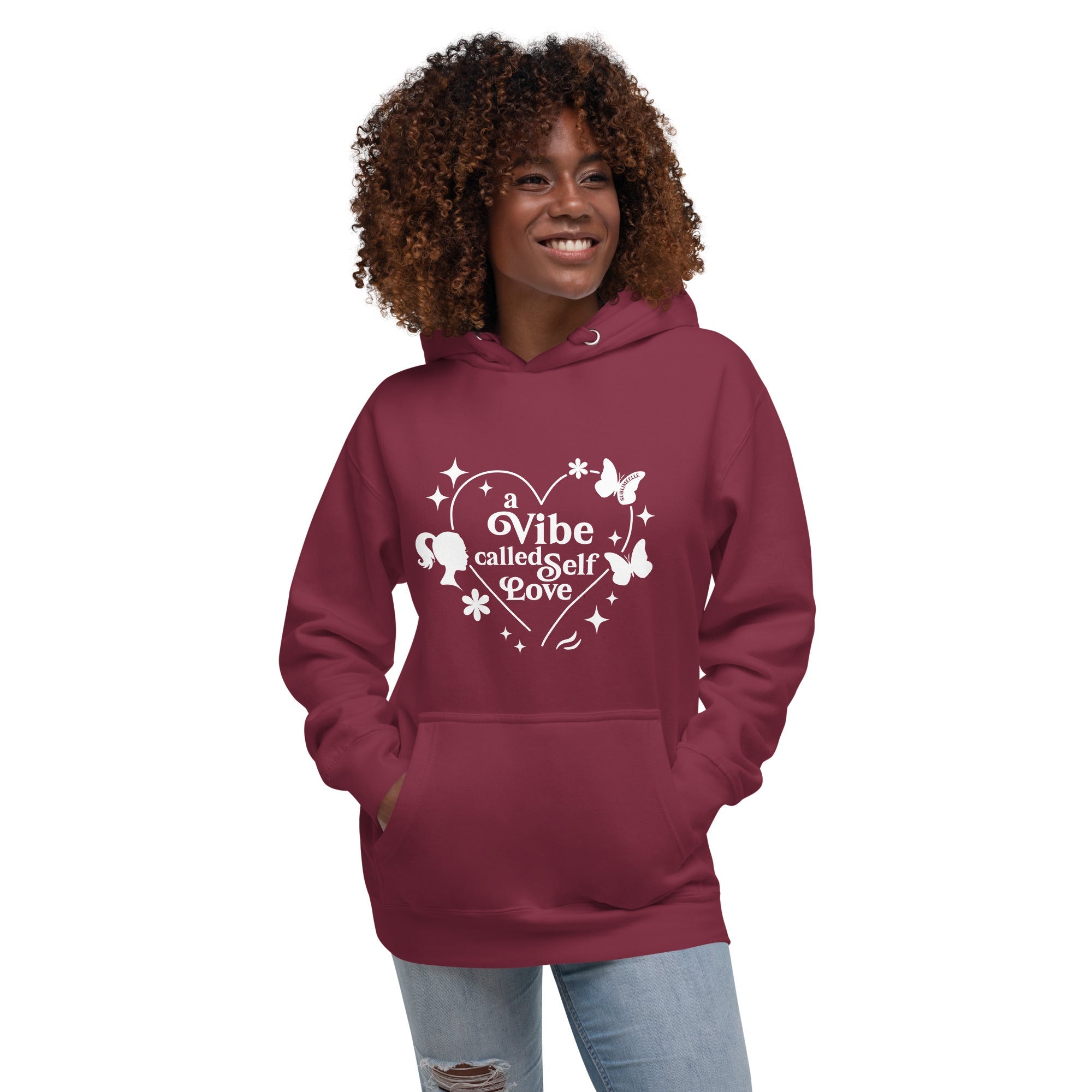 Red Hoodie | A Vibe Called Self - Love | Cosy Empowerment Women's Hoodie - SublimeElle Self - Love