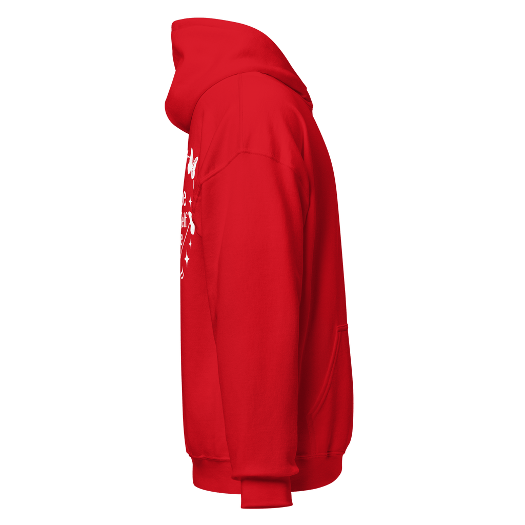 Red hoodie right side view – relaxed casual fit
