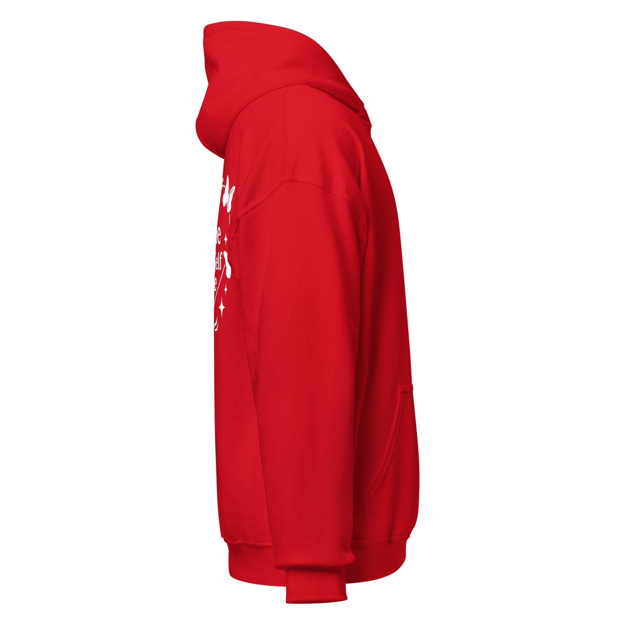 Red hoodie right side view – relaxed casual fit
