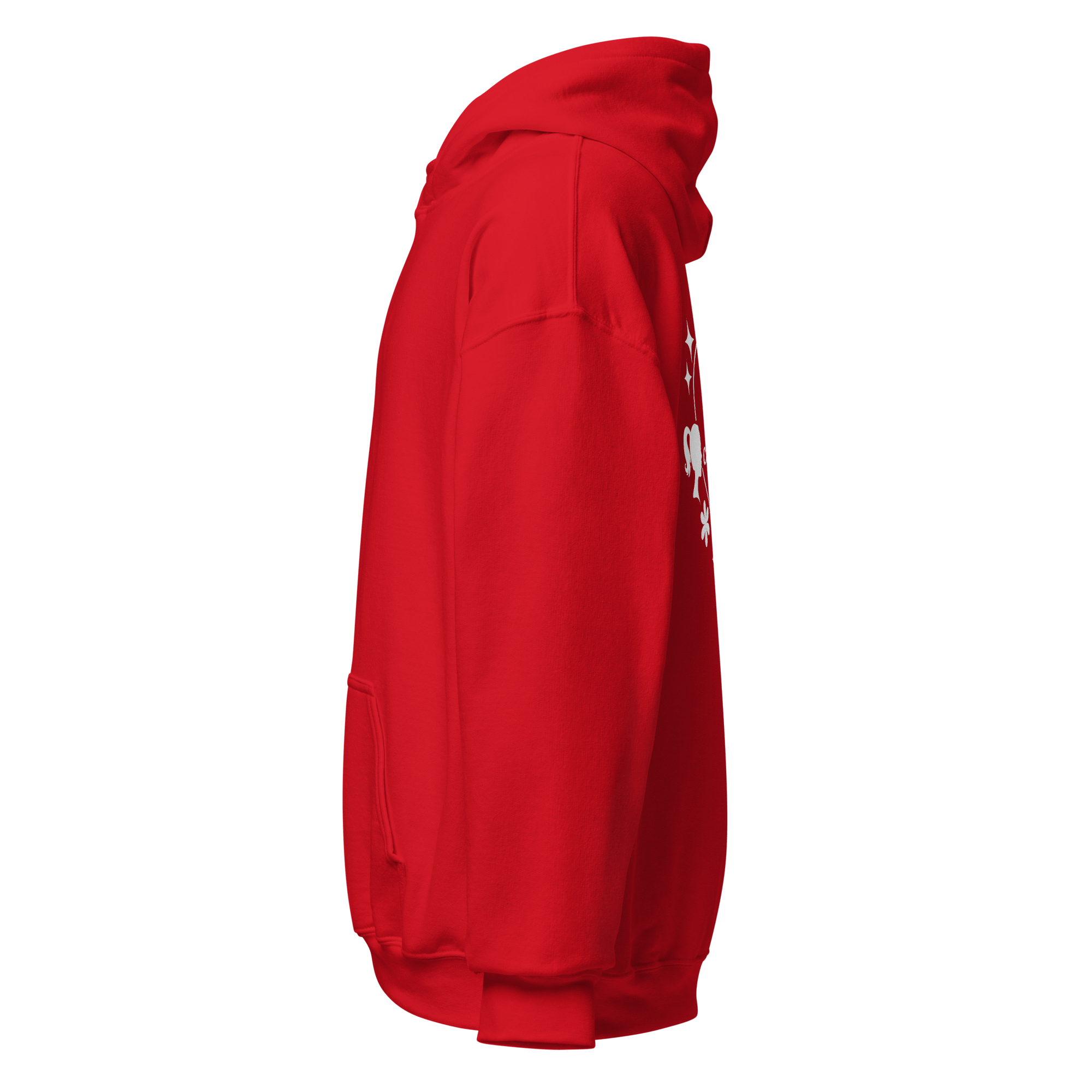 Red hoodie left side view – “A Vibe Called Self-Love” quote