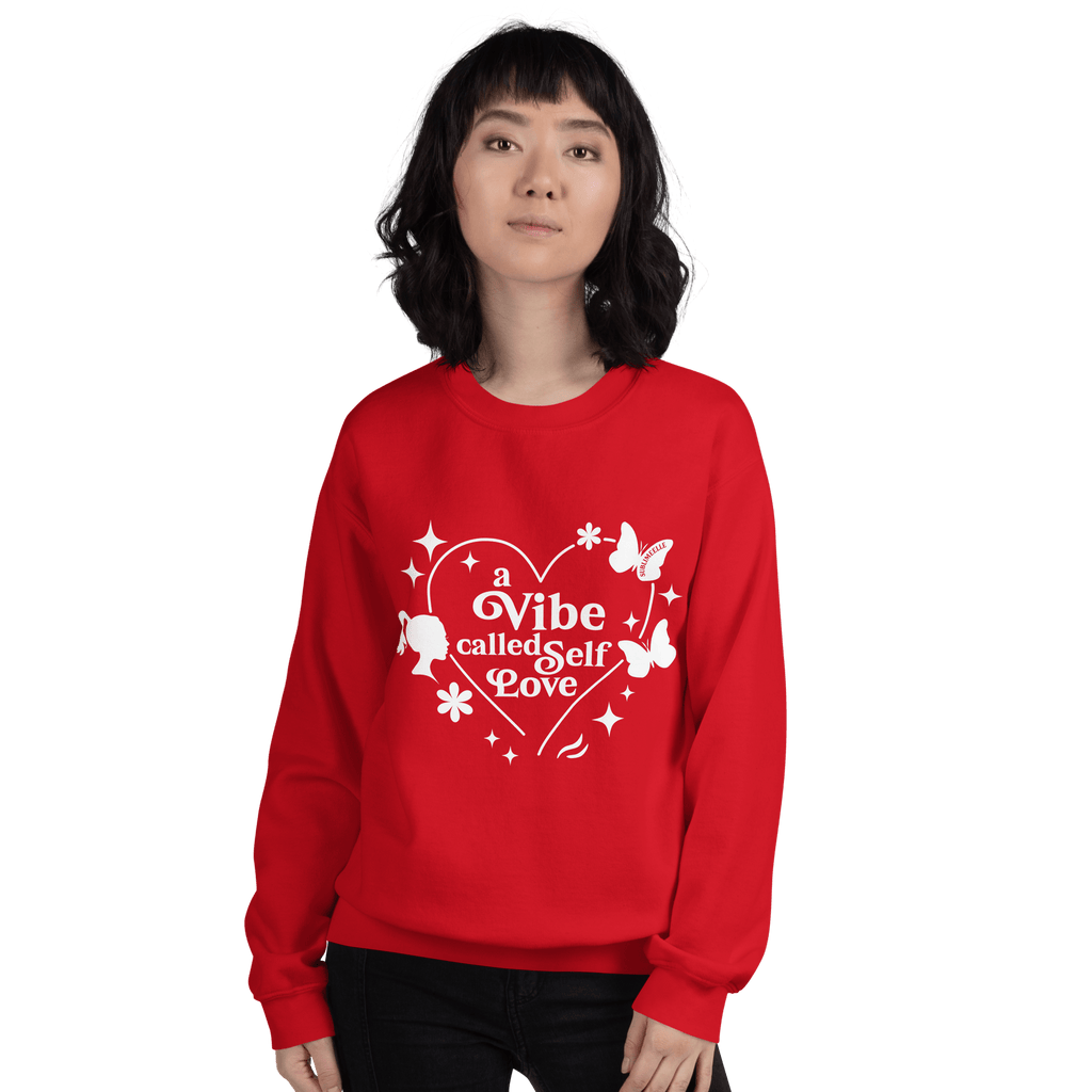 Red Sweatshirt – A Vibe Called Self - Love – Inspirational Self - Care Apparel - SublimeElle Self - Love