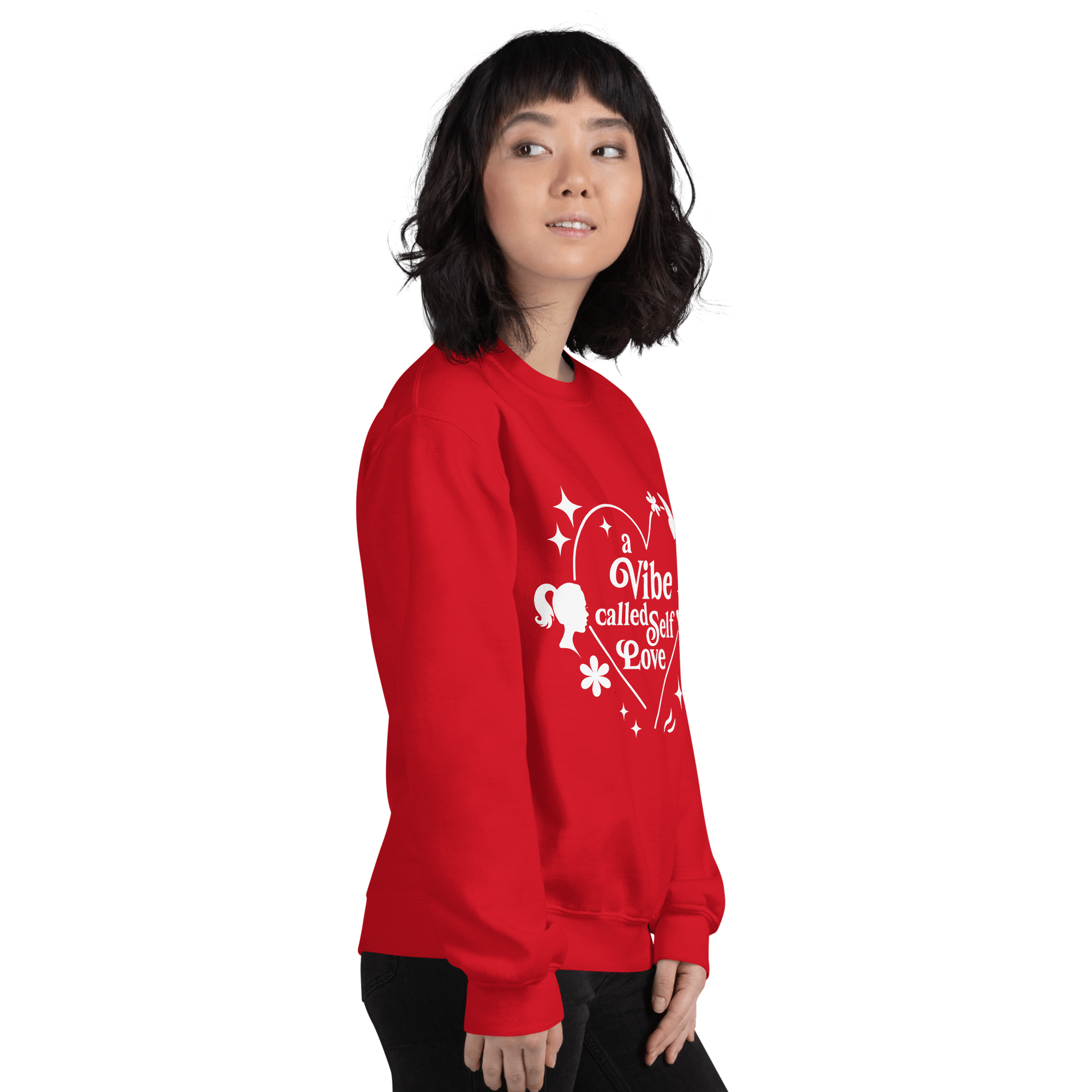 Red Sweatshirt – A Vibe Called Self - Love – Inspirational Self - Care Apparel - SublimeElle Self - Love