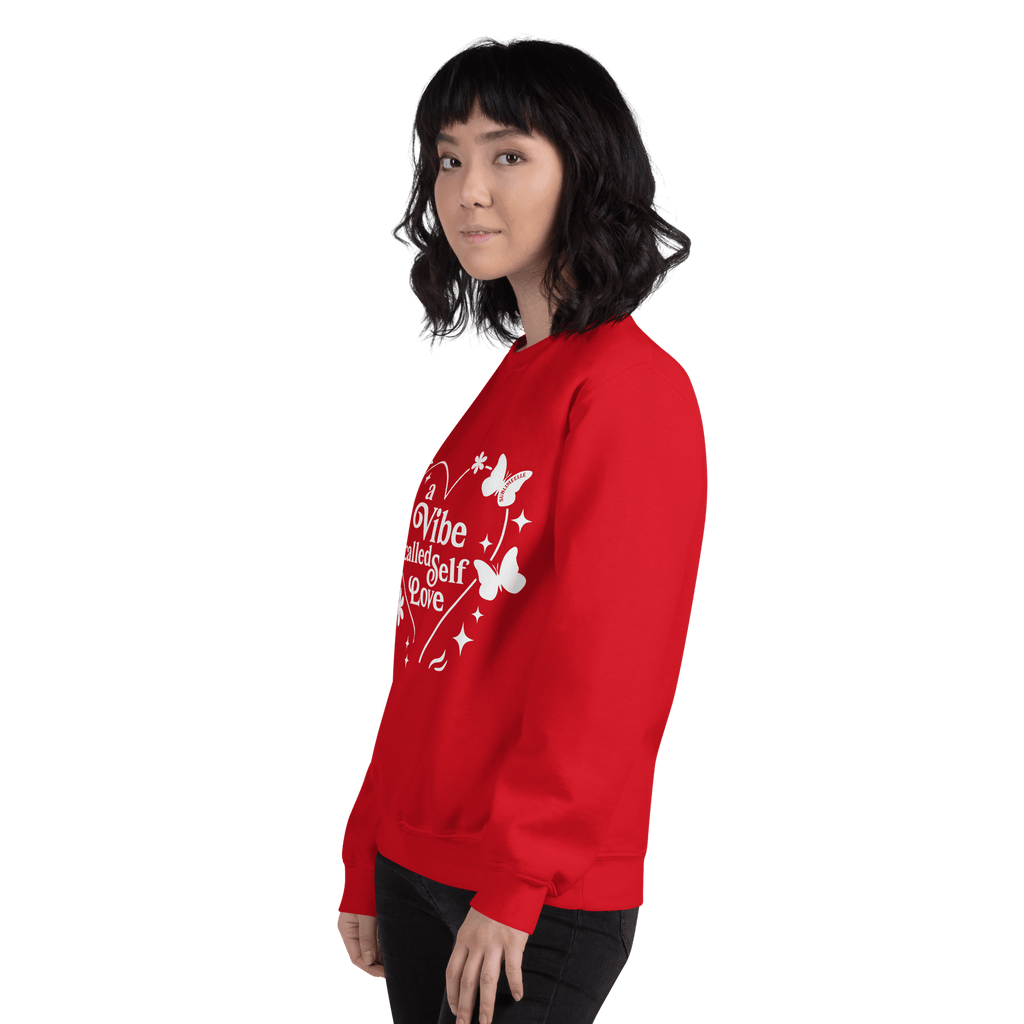 Red Sweatshirt – A Vibe Called Self - Love – Inspirational Self - Care Apparel - SublimeElle Self - Love