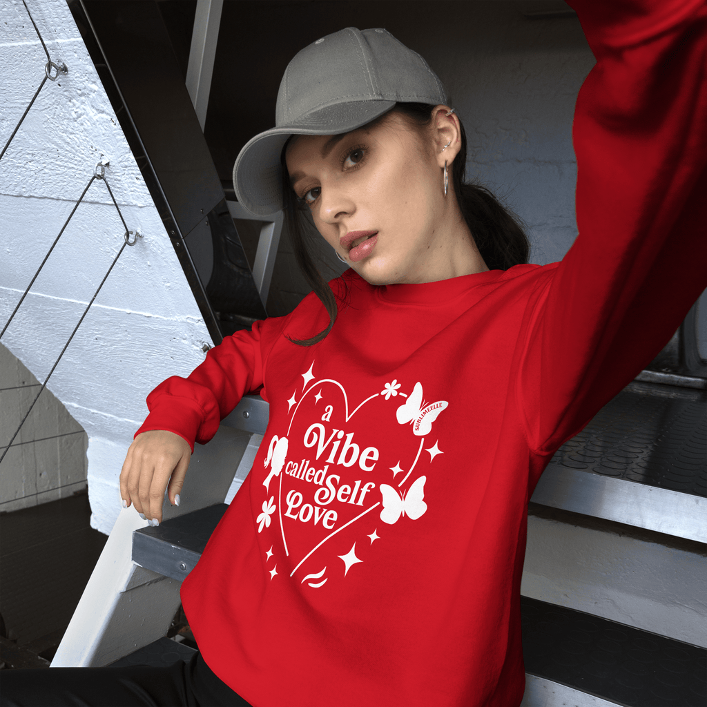 Red Sweatshirt – A Vibe Called Self - Love – Inspirational Self - Care Apparel - SublimeElle Self - Love