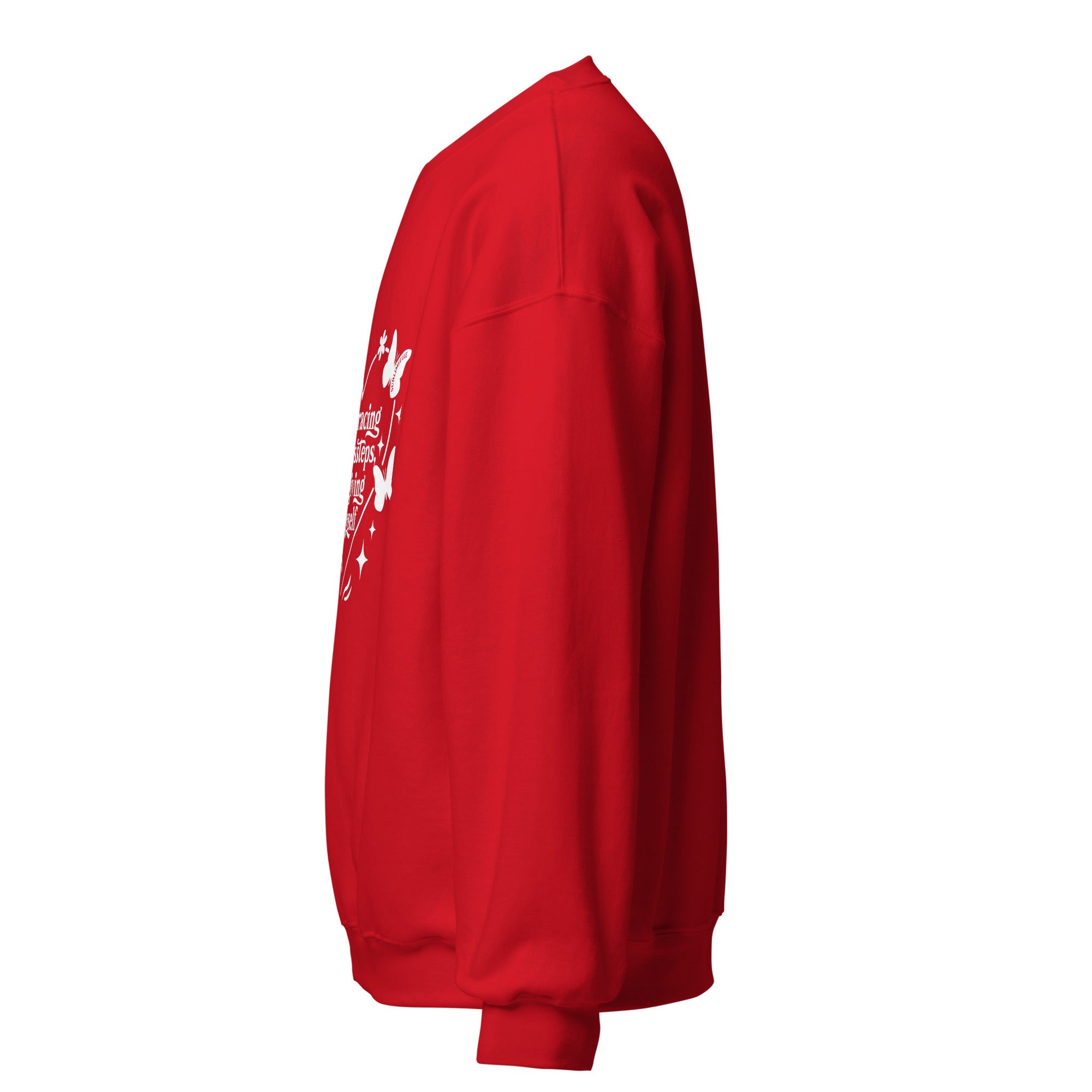 Red Sweatshirt ‘Embracing My Missteps, Forgiving Myself’ – Self Love Inspirational Apparel - SublimeElle Self - Love