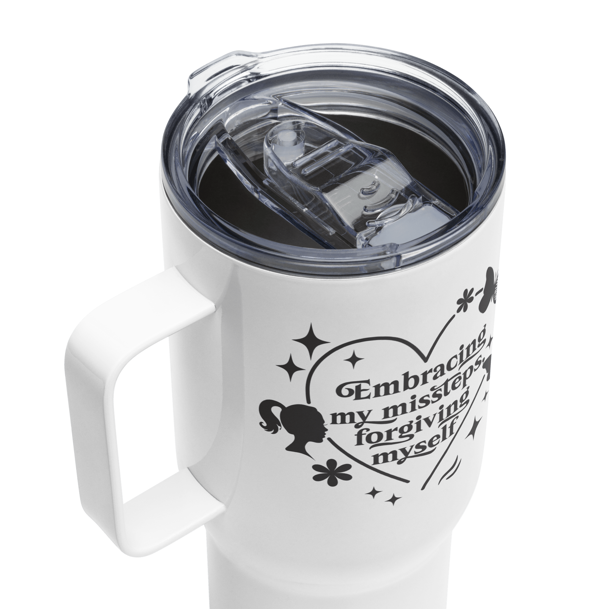 Self - Love Travel Mug With a Handle - Stainless Steel Travel Mug With for Women - SublimeElle Self - Love