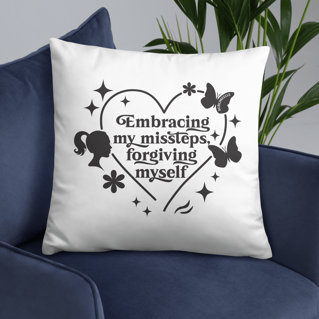 Throw Pillow, 22x22 inches – Mindfulness/Forgive Yourself Design - SublimeElle Self - Love