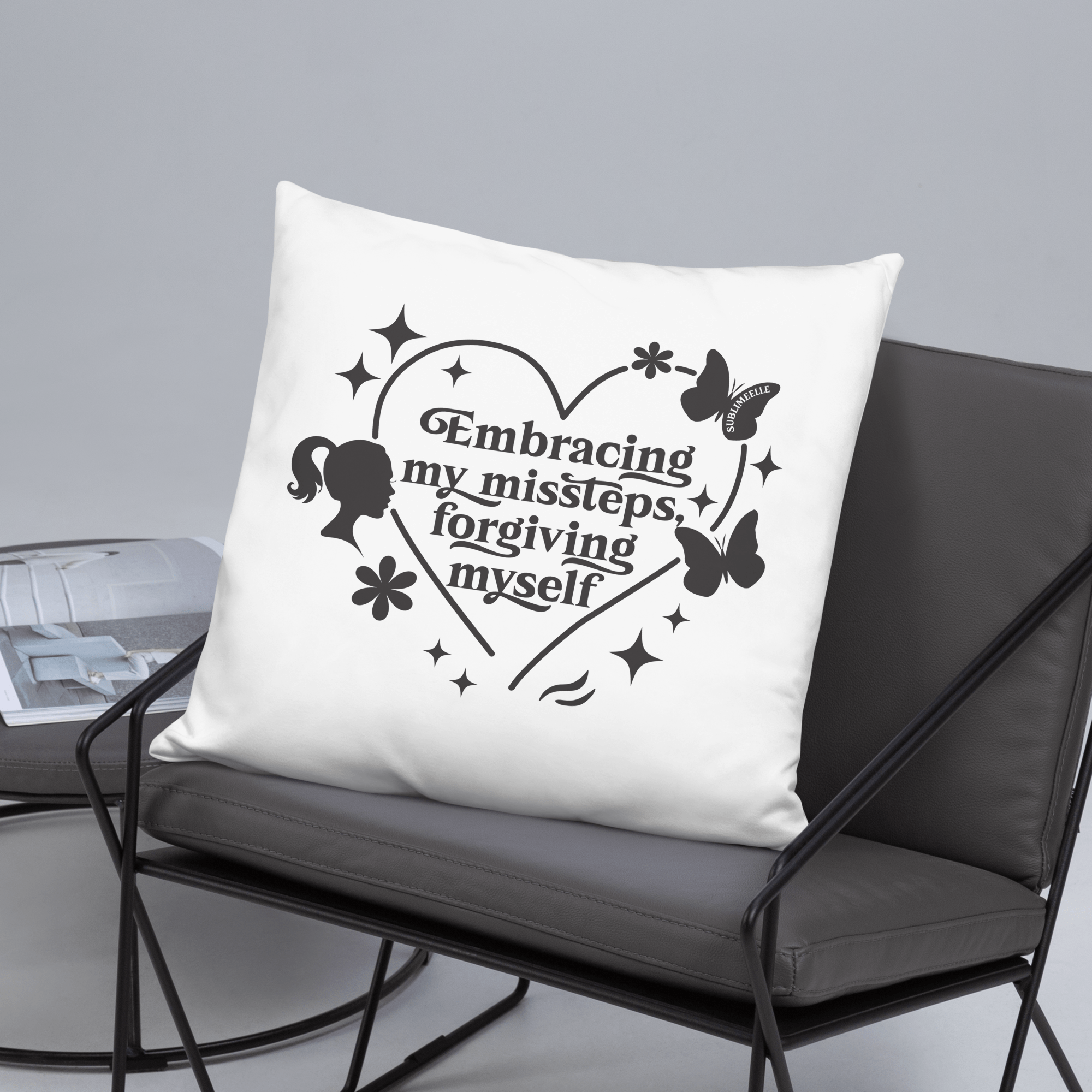 Throw Pillow, 22x22 inches – Mindfulness/Forgive Yourself Design - SublimeElle Self - Love