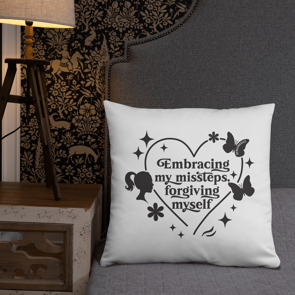 Throw Pillow, 22x22 inches – Mindfulness/Forgive Yourself Design - SublimeElle Self - Love