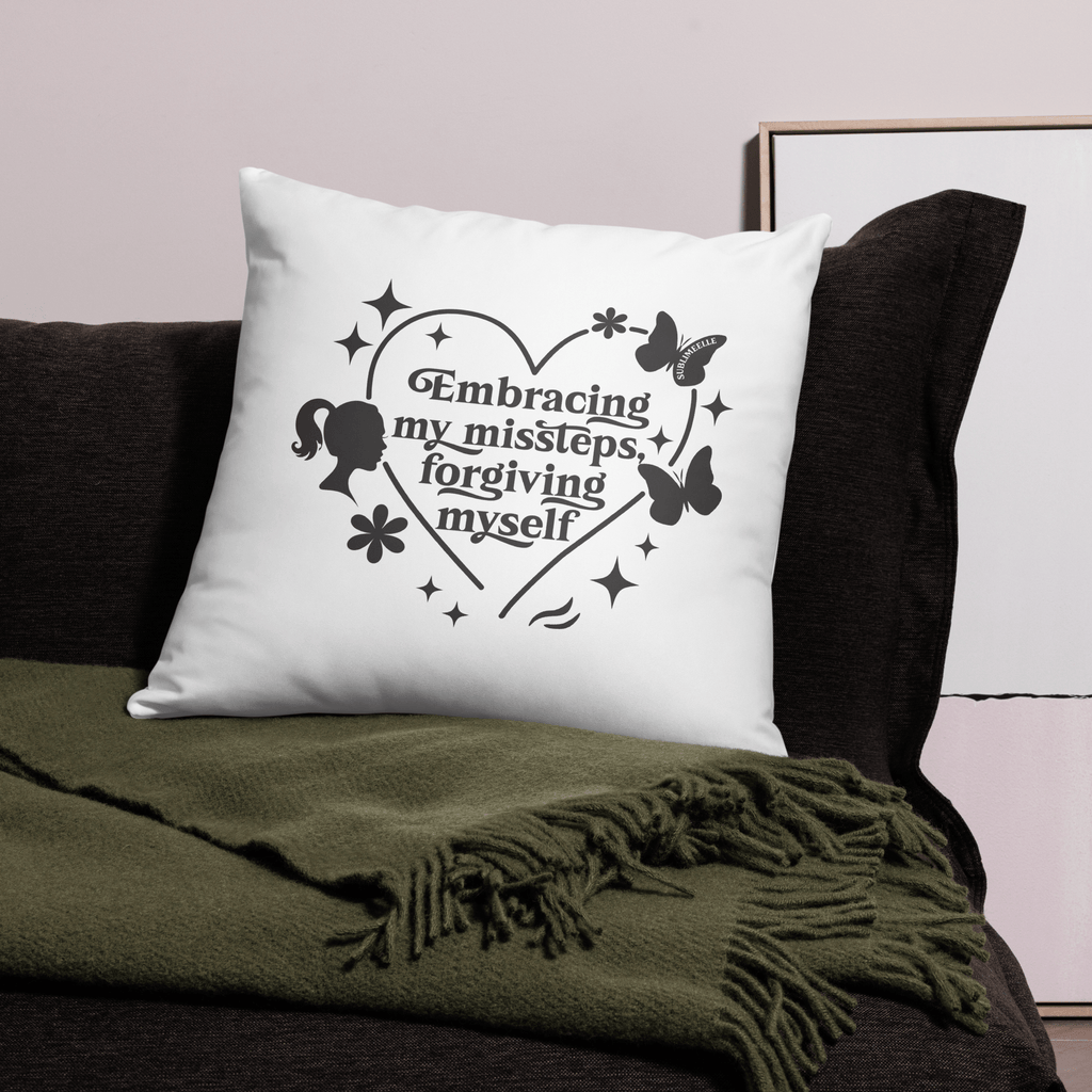 Throw Pillow, 22x22 inches – Mindfulness/Forgive Yourself Design - SublimeElle Self - Love