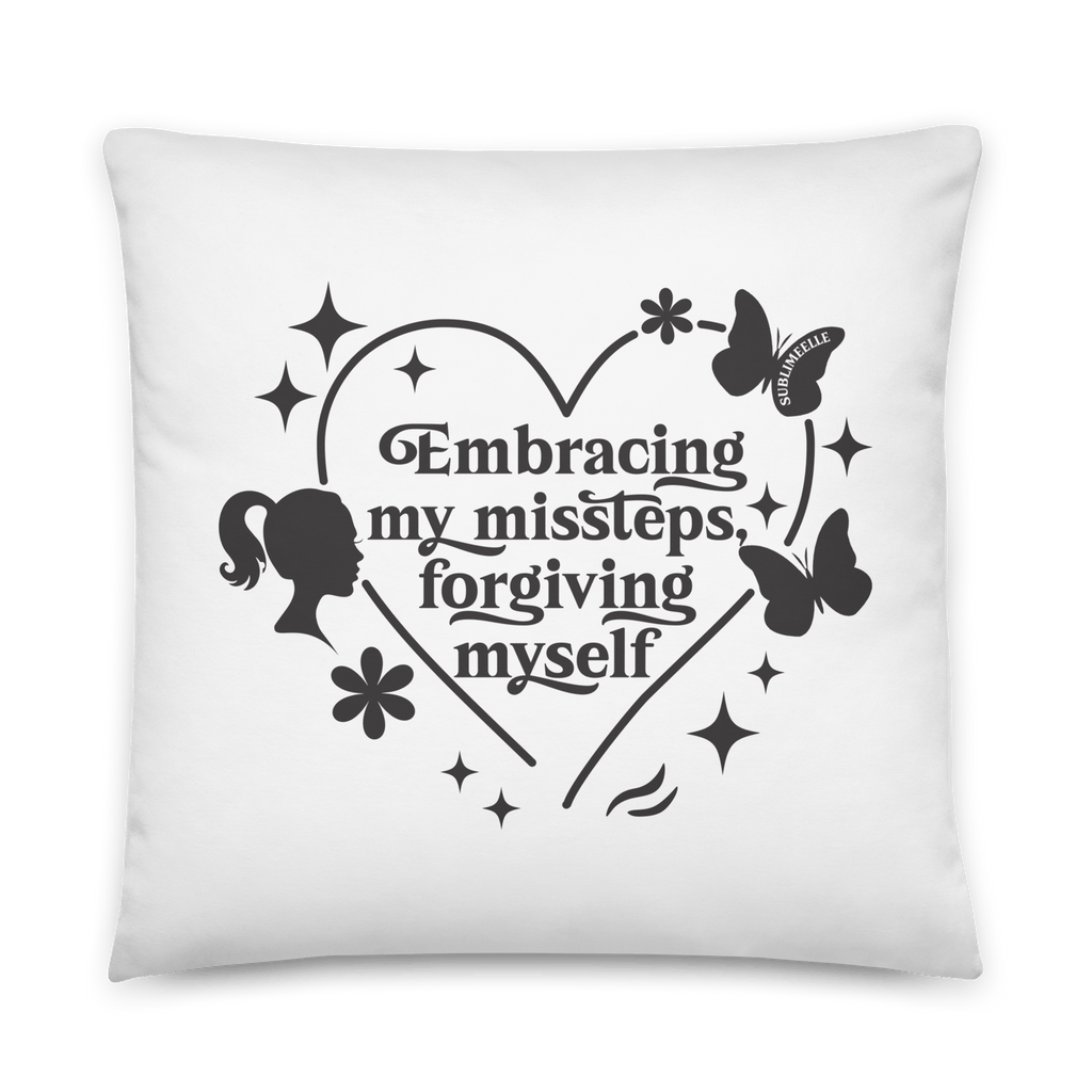 Throw Pillow, 22x22 inches – Mindfulness/Forgive Yourself Design - SublimeElle Self - Love