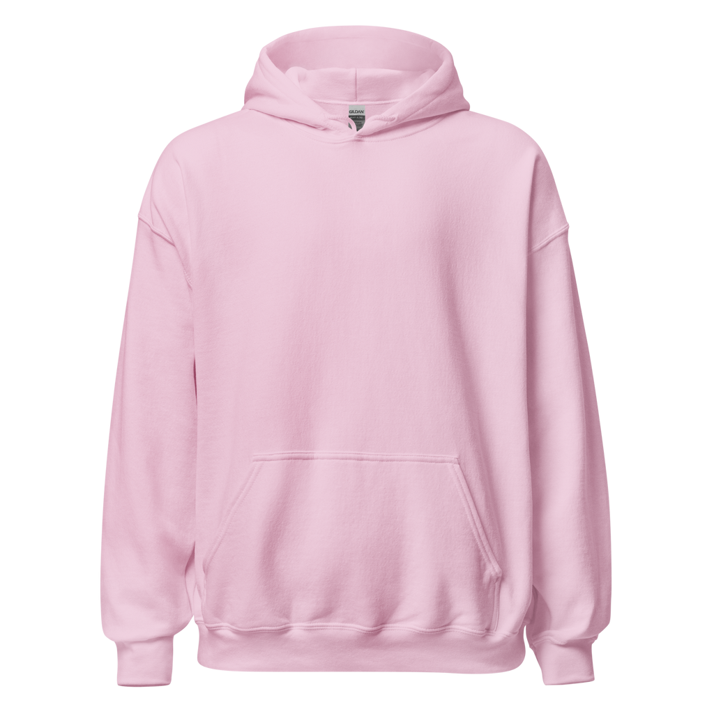 Light pink hoodie front view with a minimalist self-love design and the quote "a vibe called self-love', cozy soft mindfulness apparel for women