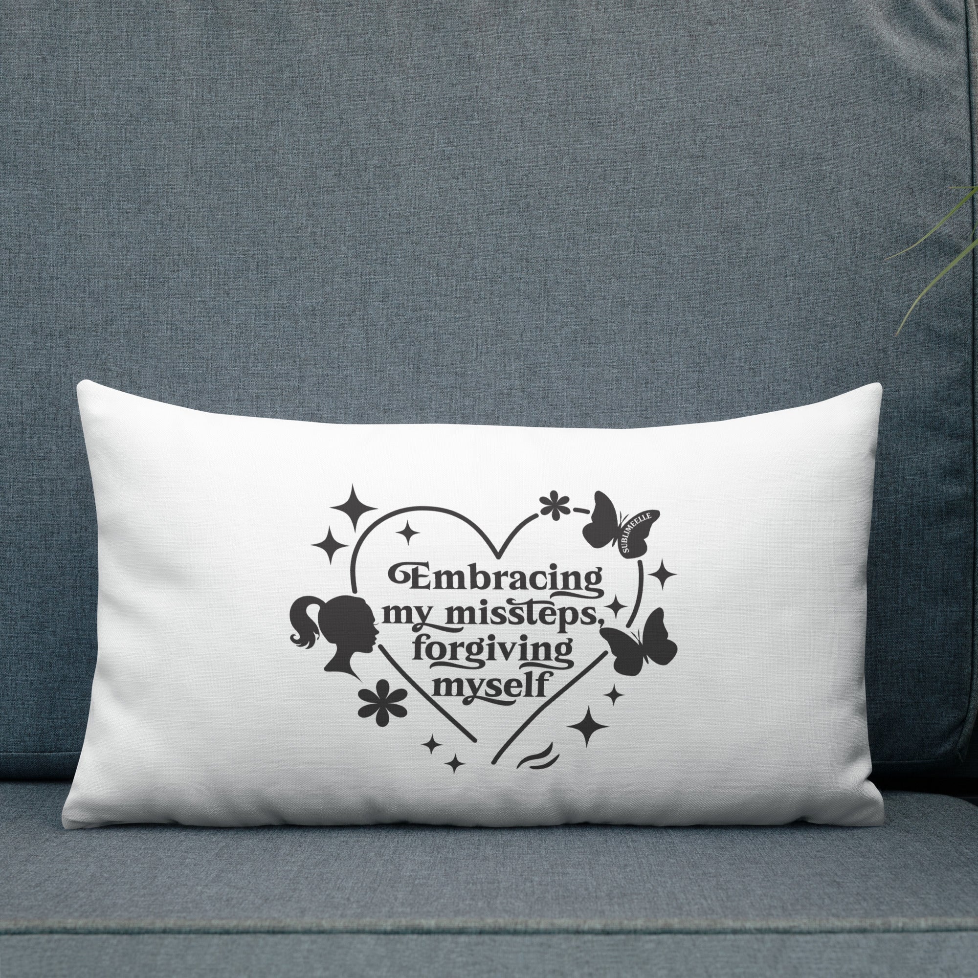 White & Black Throw Pillow – Inspirational Home Décor Cushion Premium with design - SublimeElle Self - Love