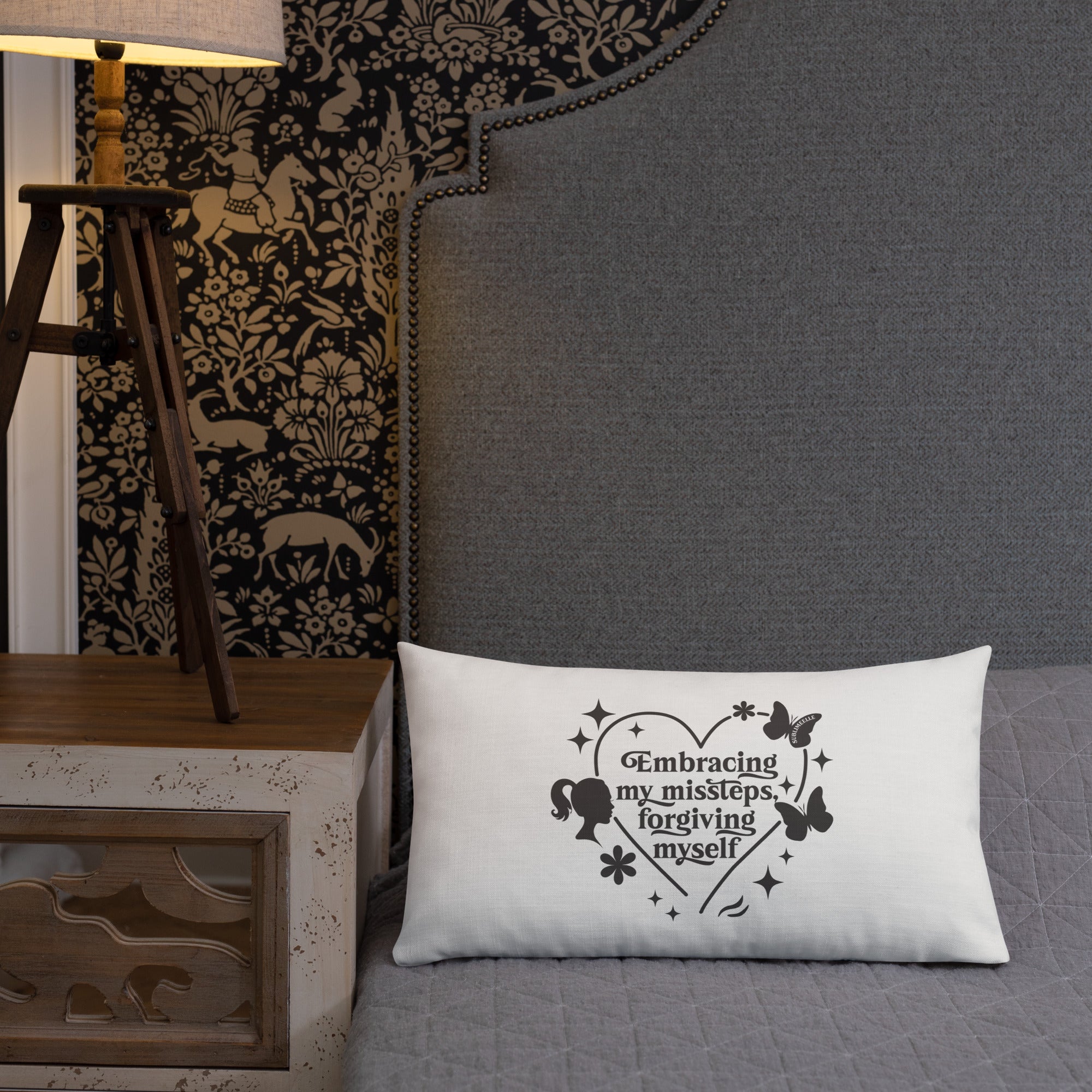 White & Black Throw Pillow – Inspirational Home Décor Cushion Premium with design - SublimeElle Self - Love