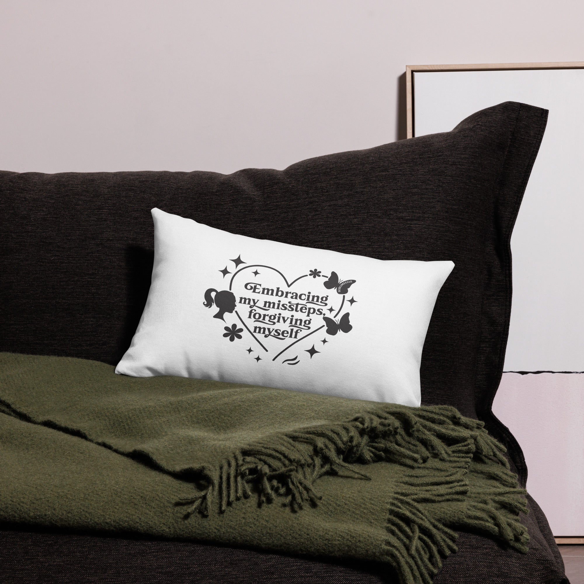 White & Black Throw Pillow – Inspirational Home Décor Cushion Premium with design - SublimeElle Self - Love