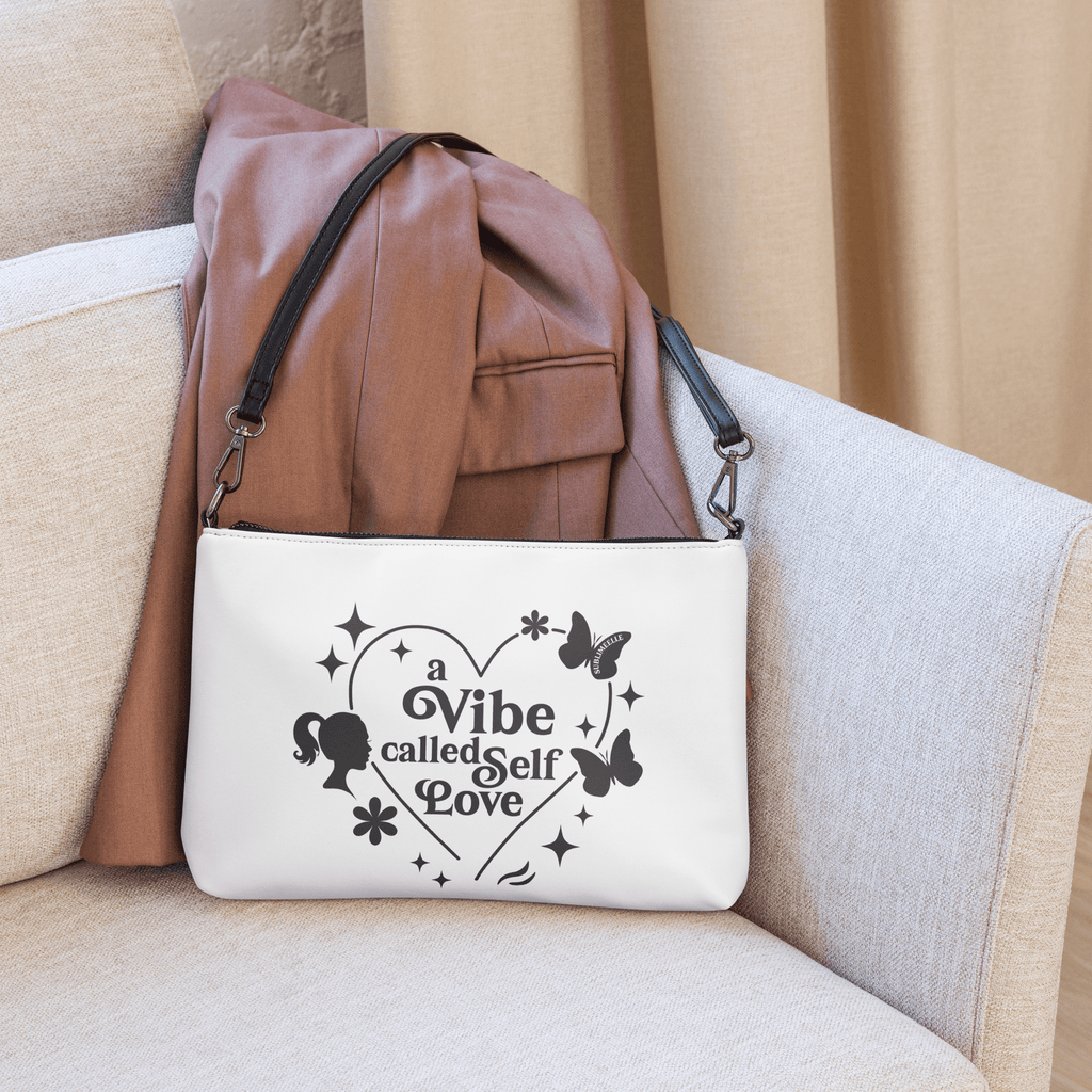 White Crossbody Bag for Women – Faux Leather Bag With Self - Love Quote - SublimeElle Self - Love