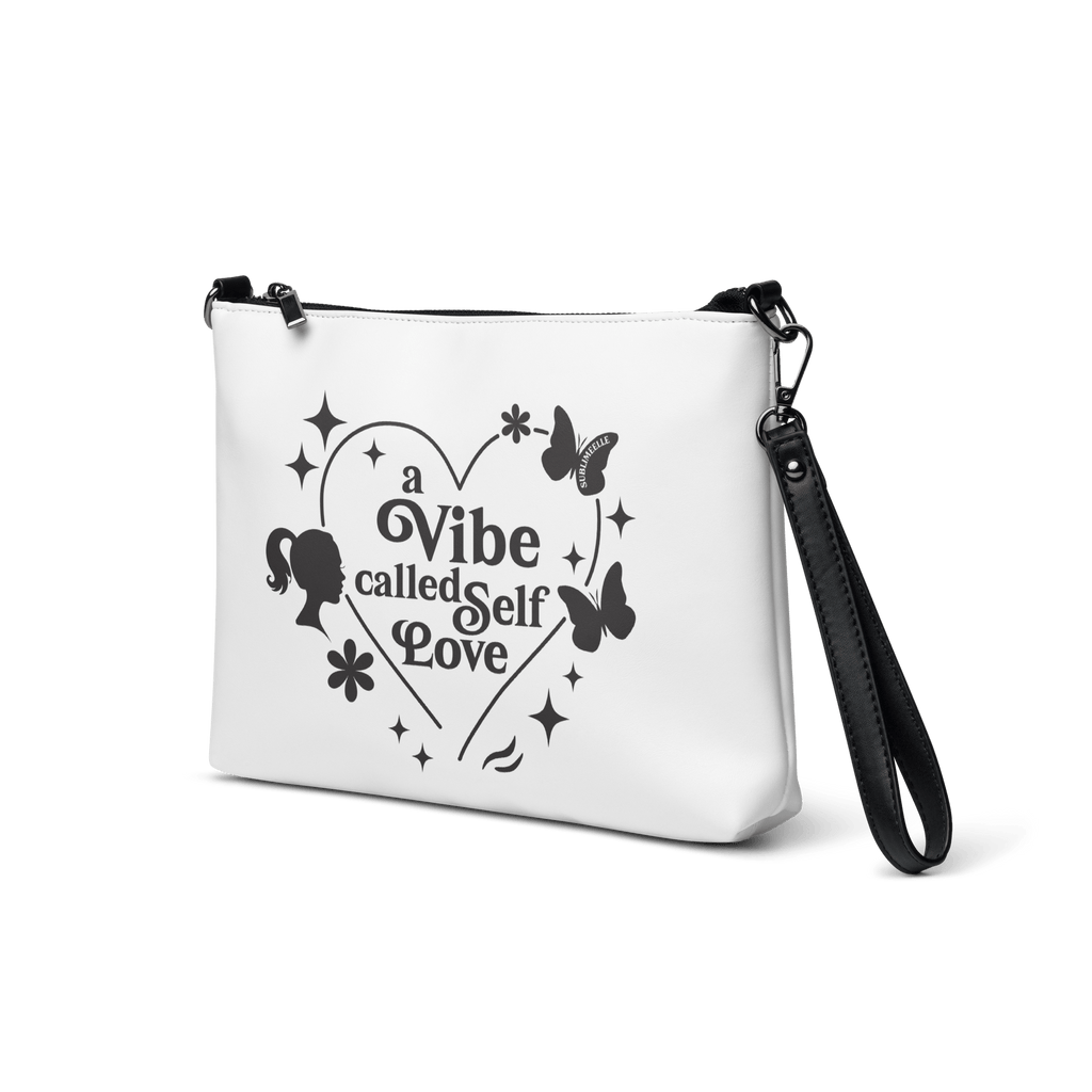 White Crossbody Bag for Women – Faux Leather Bag With Self - Love Quote - SublimeElle Self - Love
