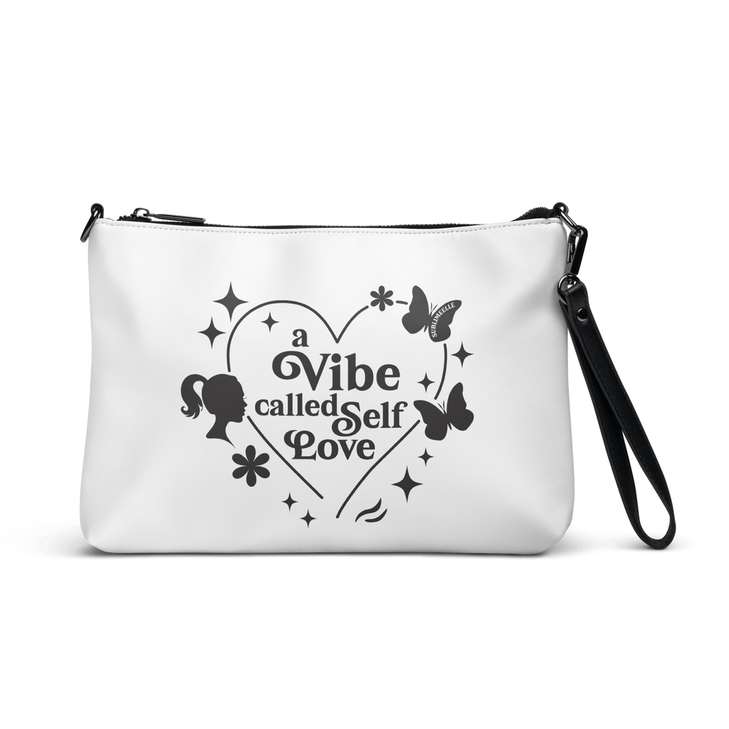White Crossbody Bag for Women – Faux Leather Bag With Self - Love Quote - SublimeElle Self - Love