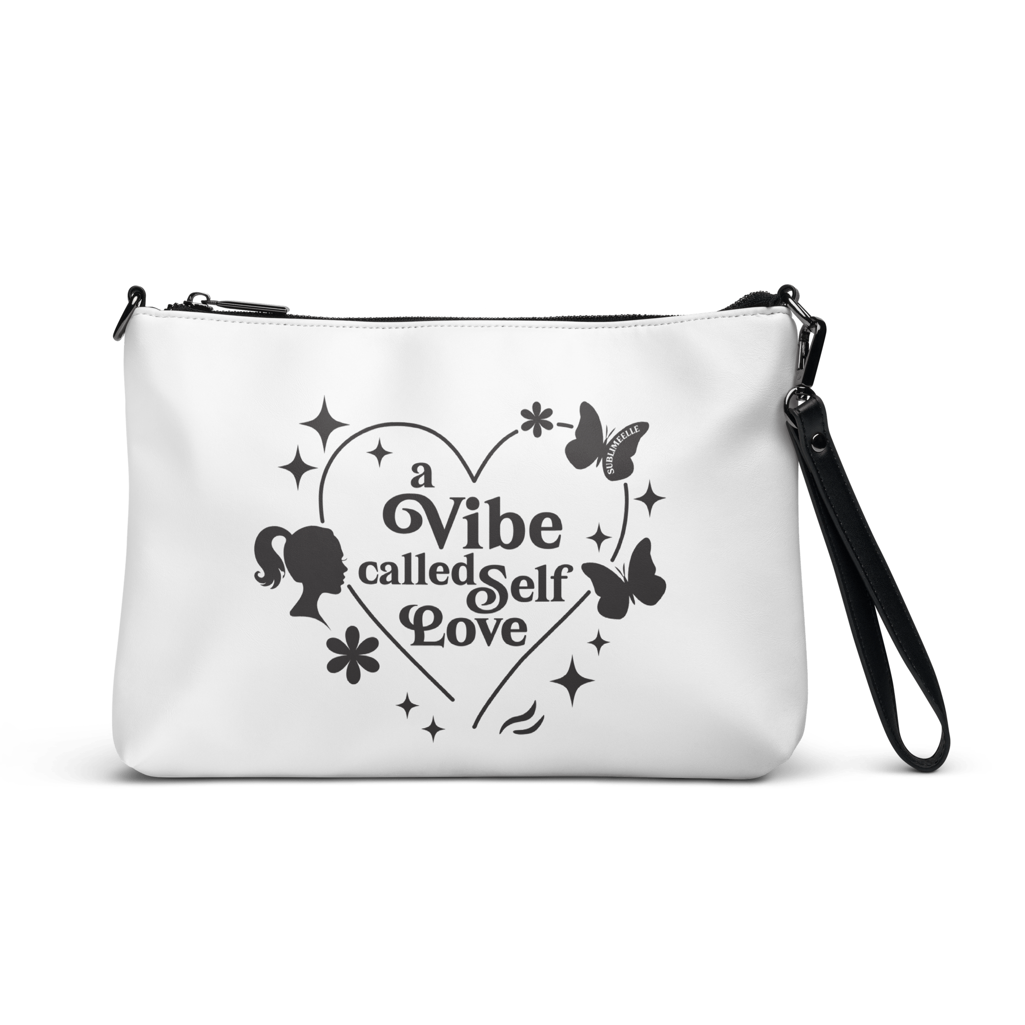 White Crossbody Bag for Women – Faux Leather Bag With Self - Love Quote - SublimeElle Self - Love