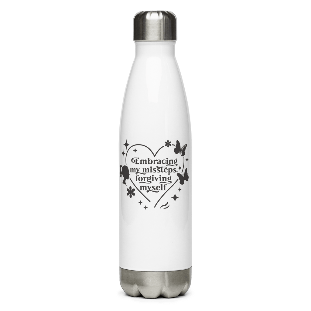 White Water Bottle With Mindfulness Quote/Stainless Steel - SublimeElle Self - Love