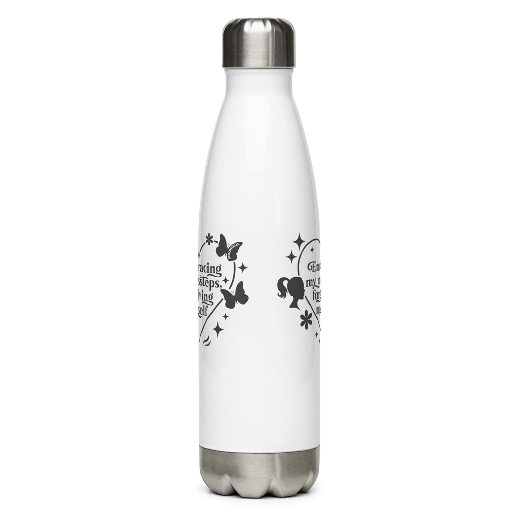 White Water Bottle With Mindfulness Quote/Stainless Steel - SublimeElle Self - Love