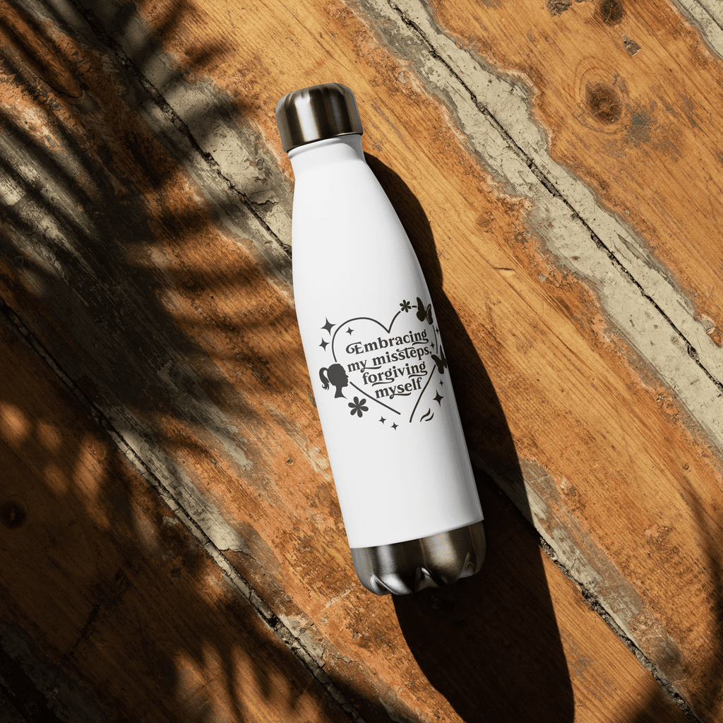 White Water Bottle With Mindfulness Quote/Stainless Steel - SublimeElle Self - Love