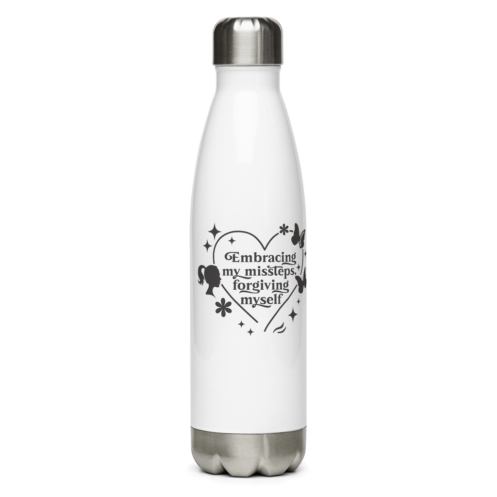 White Water Bottle With Mindfulness Quote/Stainless Steel - SublimeElle Self - Love