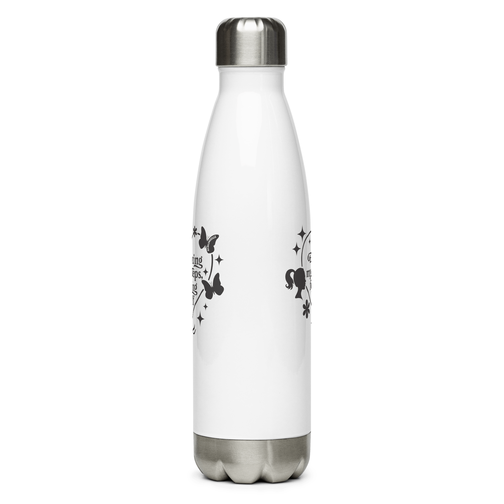 White Water Bottle With Mindfulness Quote/Stainless Steel - SublimeElle Self - Love