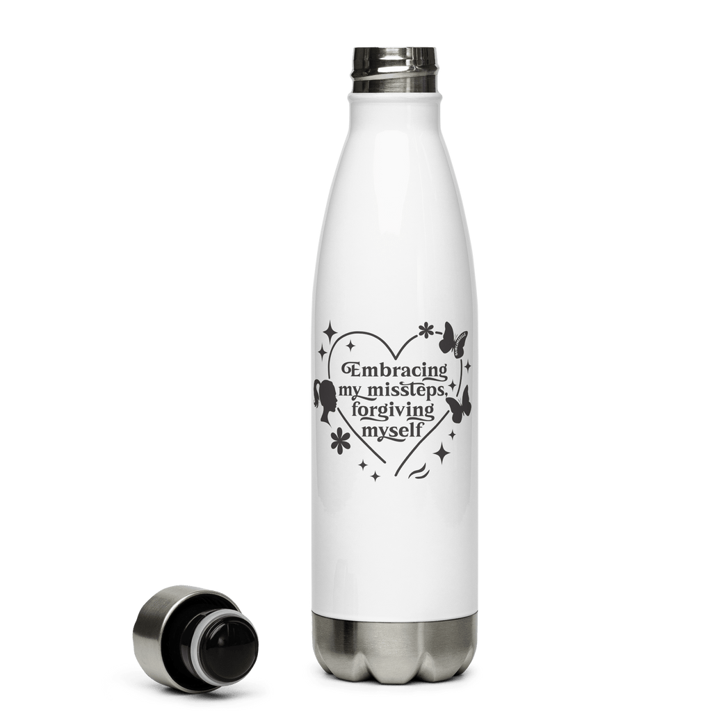 White Water Bottle With Mindfulness Quote/Stainless Steel - SublimeElle Self - Love