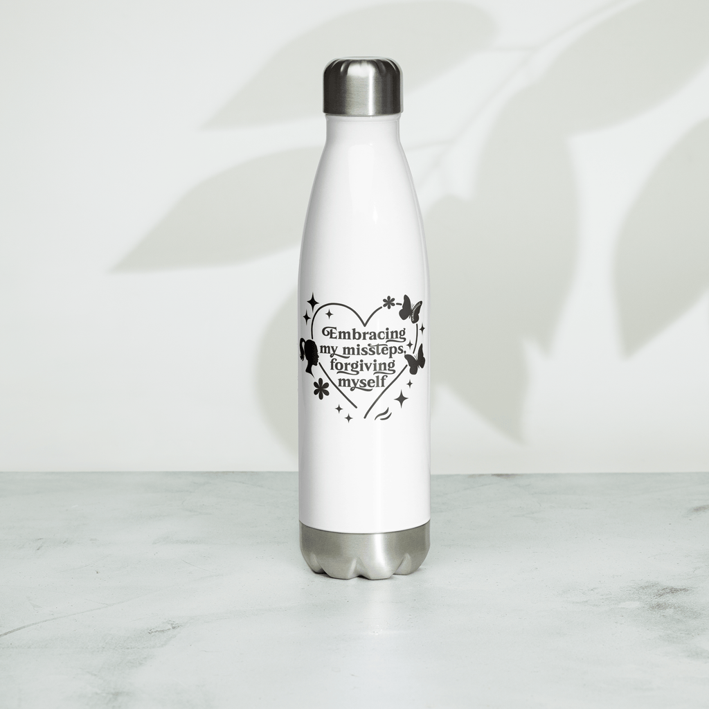 White Water Bottle With Mindfulness Quote/Stainless Steel - SublimeElle Self - Love