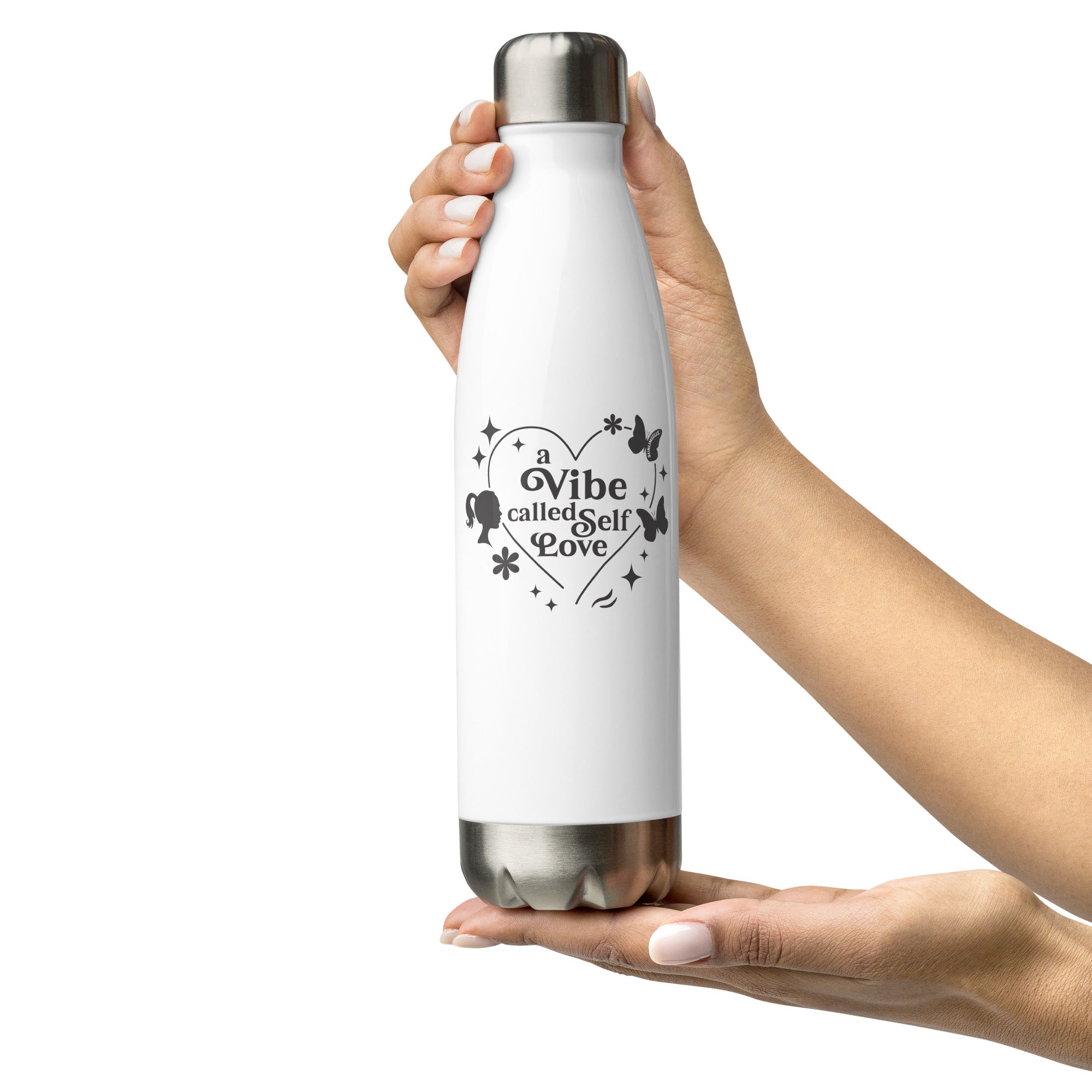 White Stainless Steel Water Bottle With Motivational Quote | Insulated - SublimeElle Self-LoveDRINKWARE
