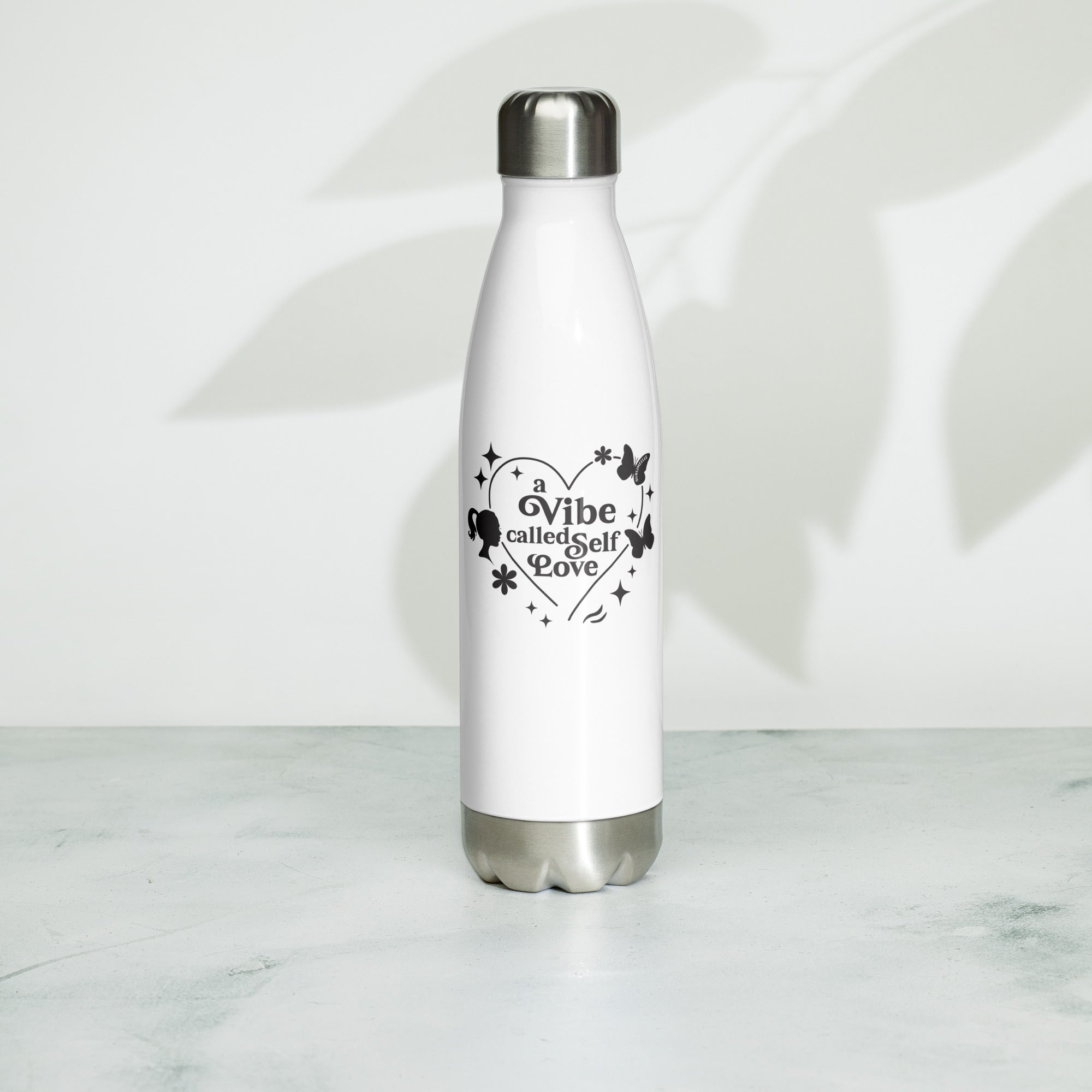 White Stainless Steel Water Bottle With Motivational Quote | Insulated - SublimeElle Self-LoveDRINKWARE
