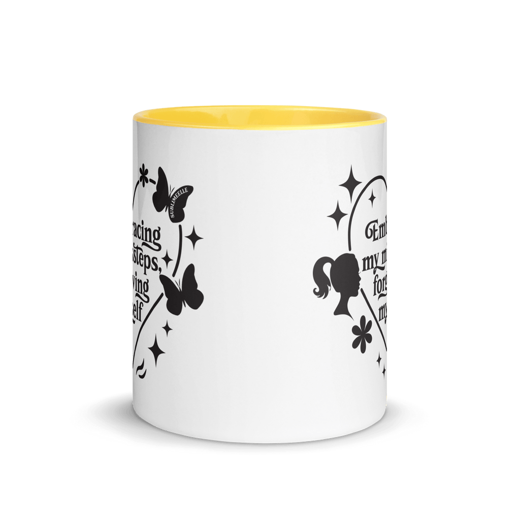 White & Yellow Mug: Radiate Positivity Every Morning - SublimeElle Self - Love