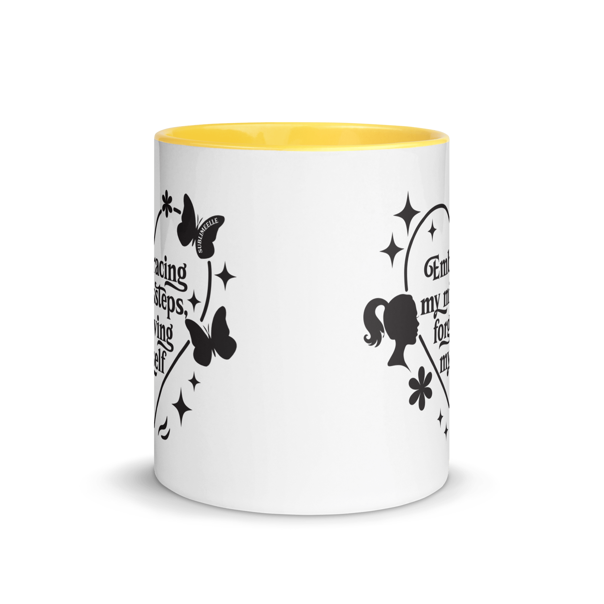 White & Yellow Mug: Radiate Positivity Every Morning - SublimeElle Self - Love